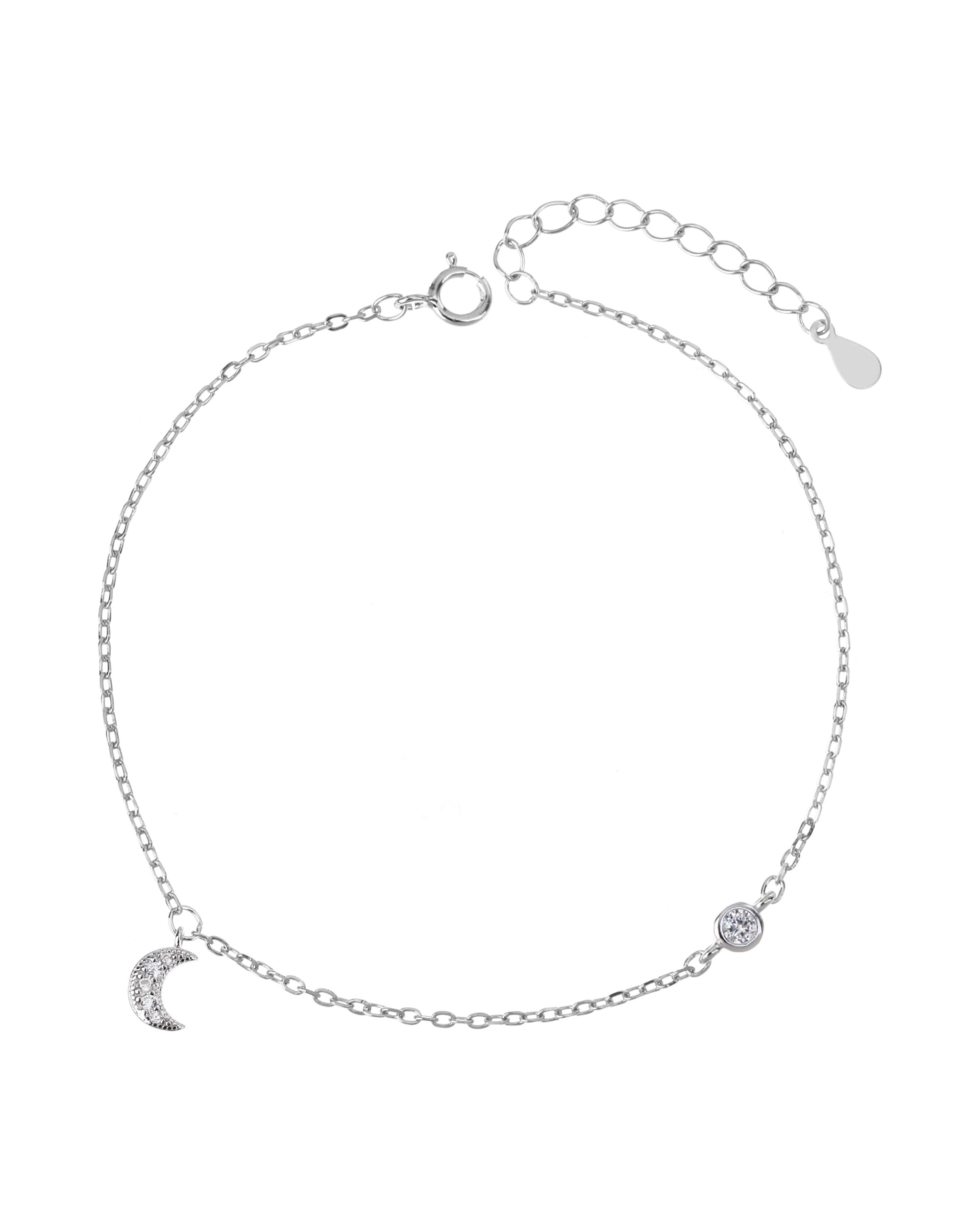Pulsera sencilla de luna con circonia blanca 17+3cm en rodizado