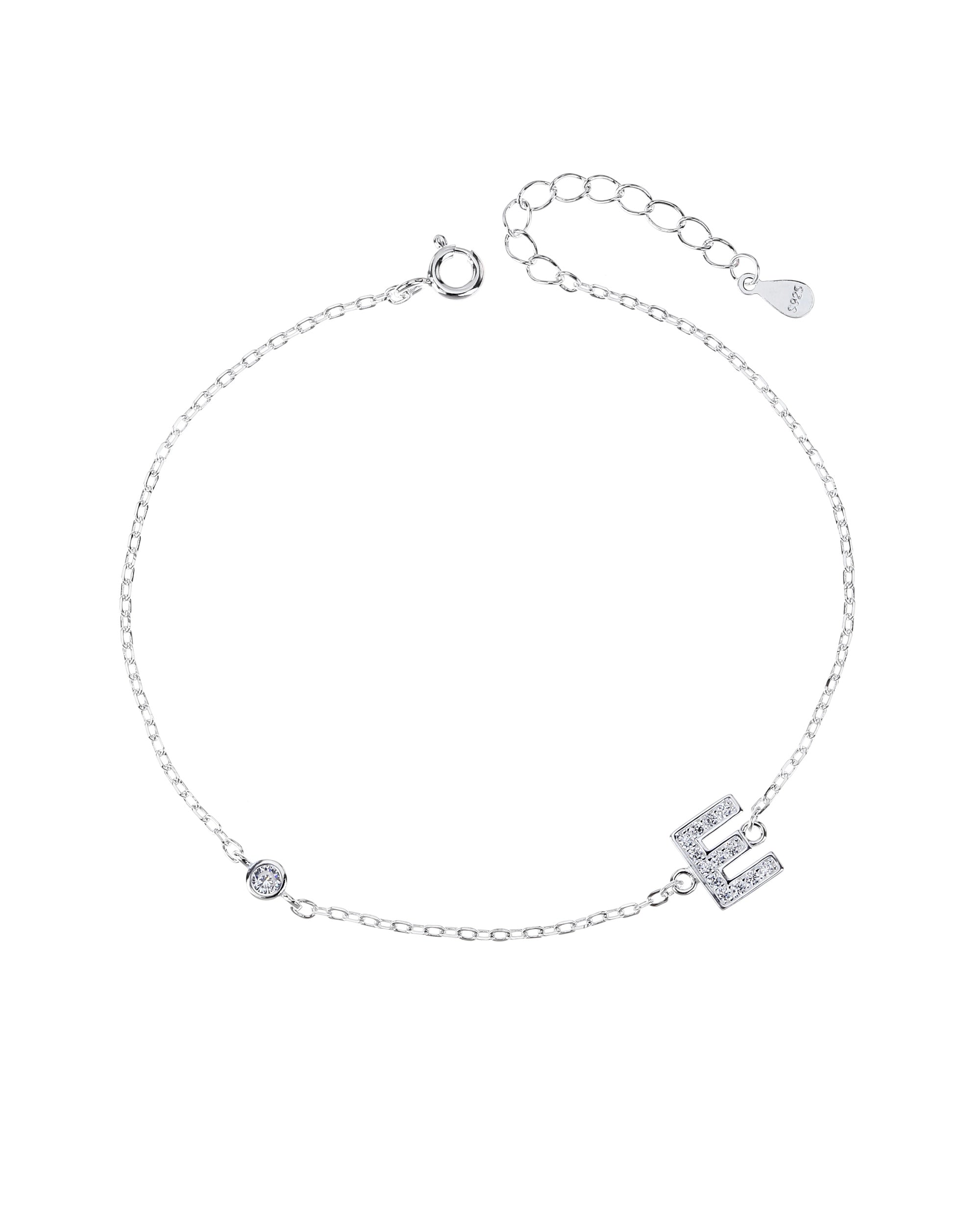 Pulsera de letra con circonia 17+3cm blanca en plateado