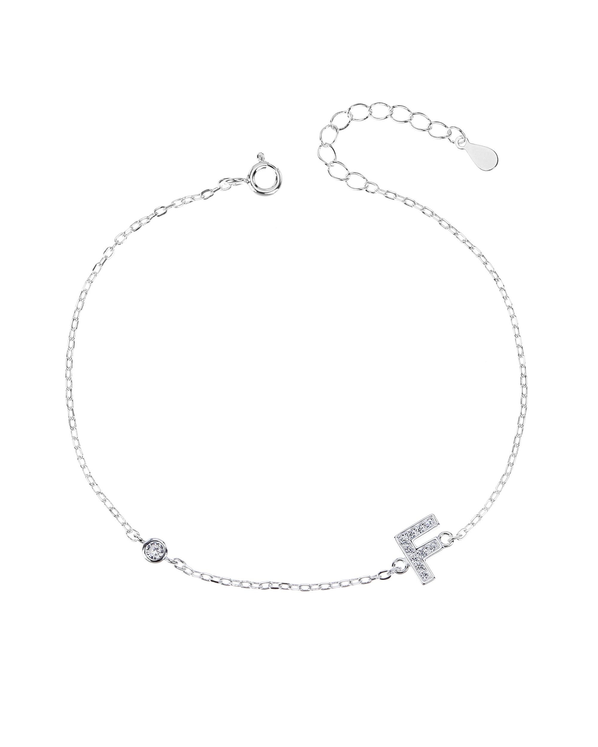 Pulsera de letra con circonia 17+3cm blanca en plateado