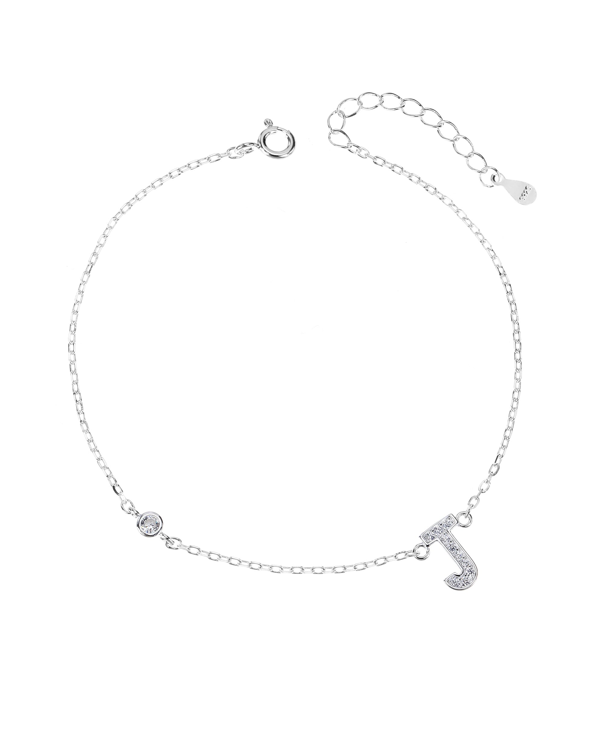 Pulsera de letra con circonia 17+3cm blanca en plateado