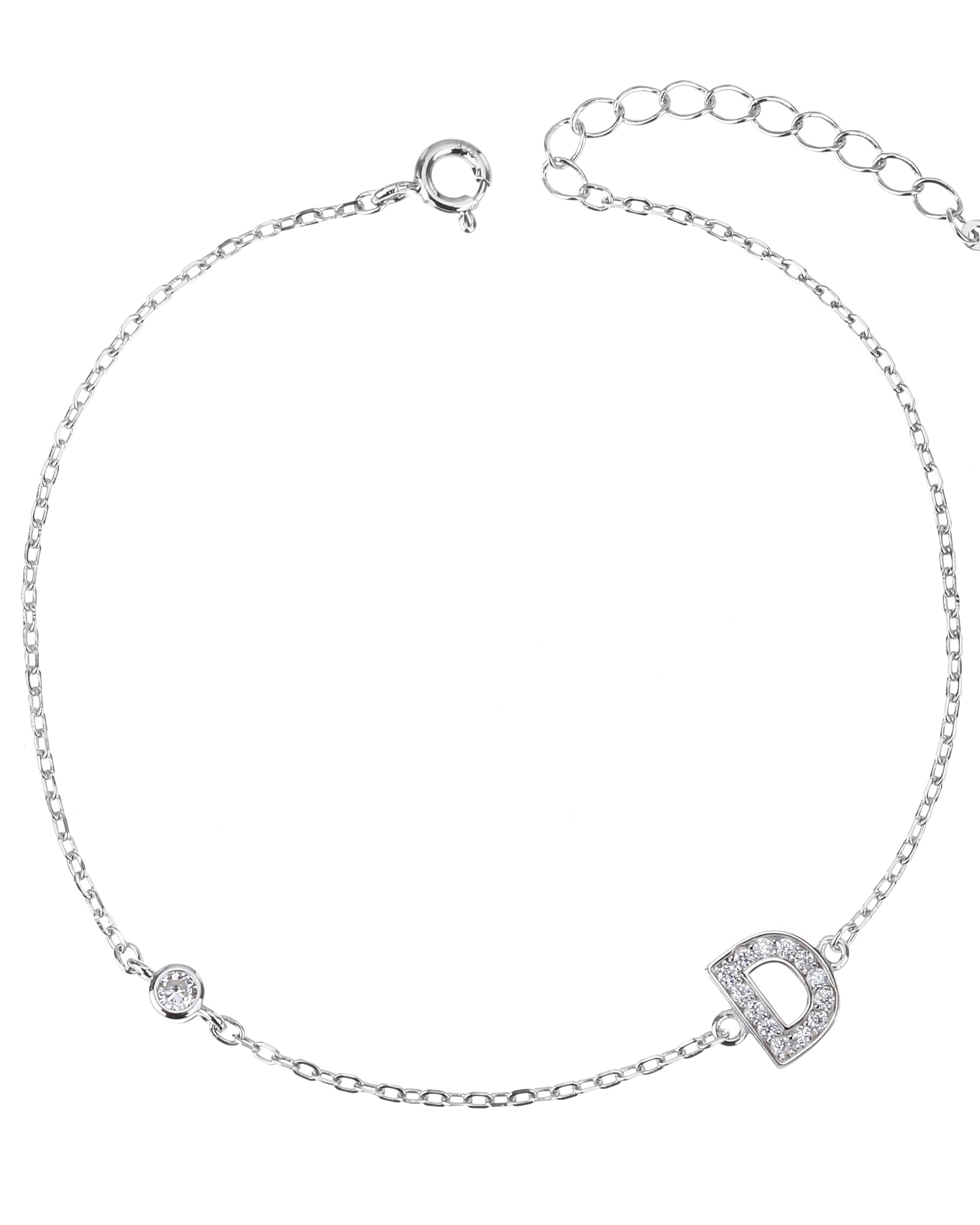Pulsera de letra con circonia 17+3cm blanca en rodizado