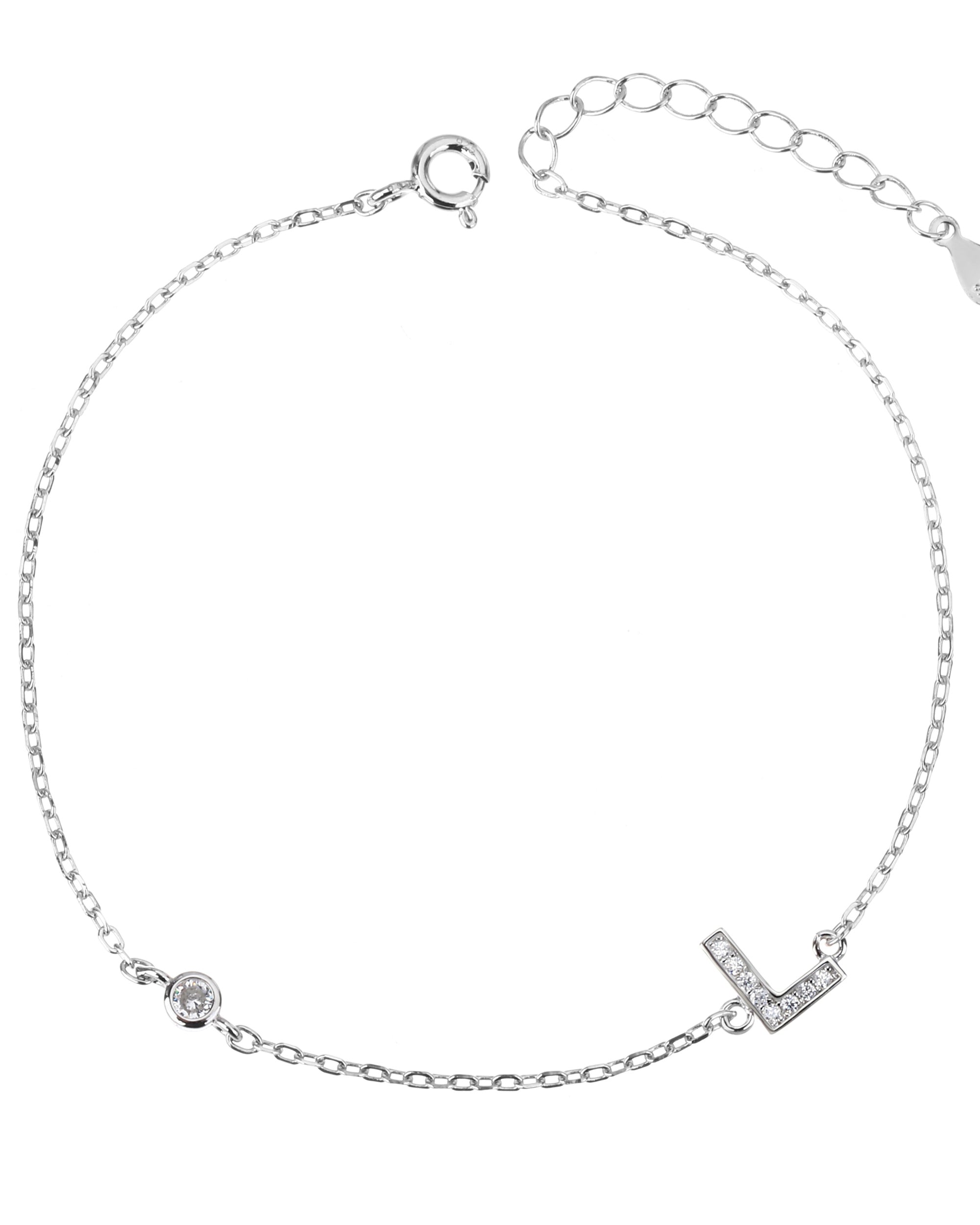 Pulsera de letra con circonia 17+3cm blanca en rodizado