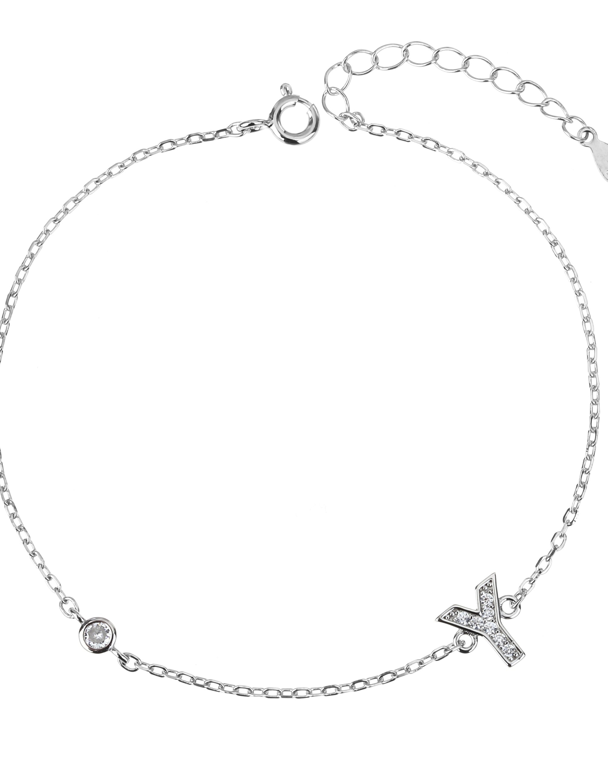 Pulsera de letra con circonia 17+3cm blanca en rodizado