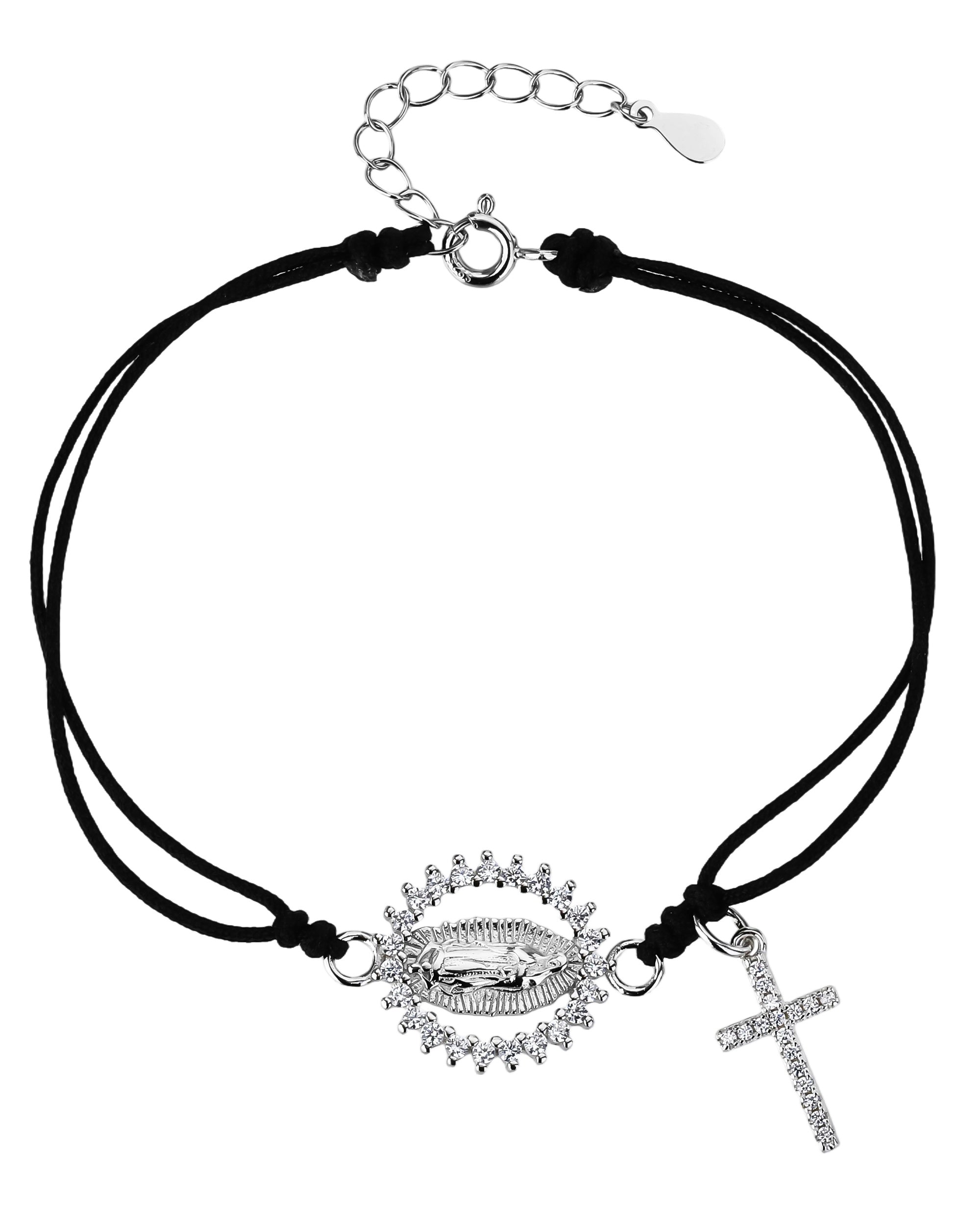 Pulsera de hilo negro con Virgen de Guadalupe en rodizado