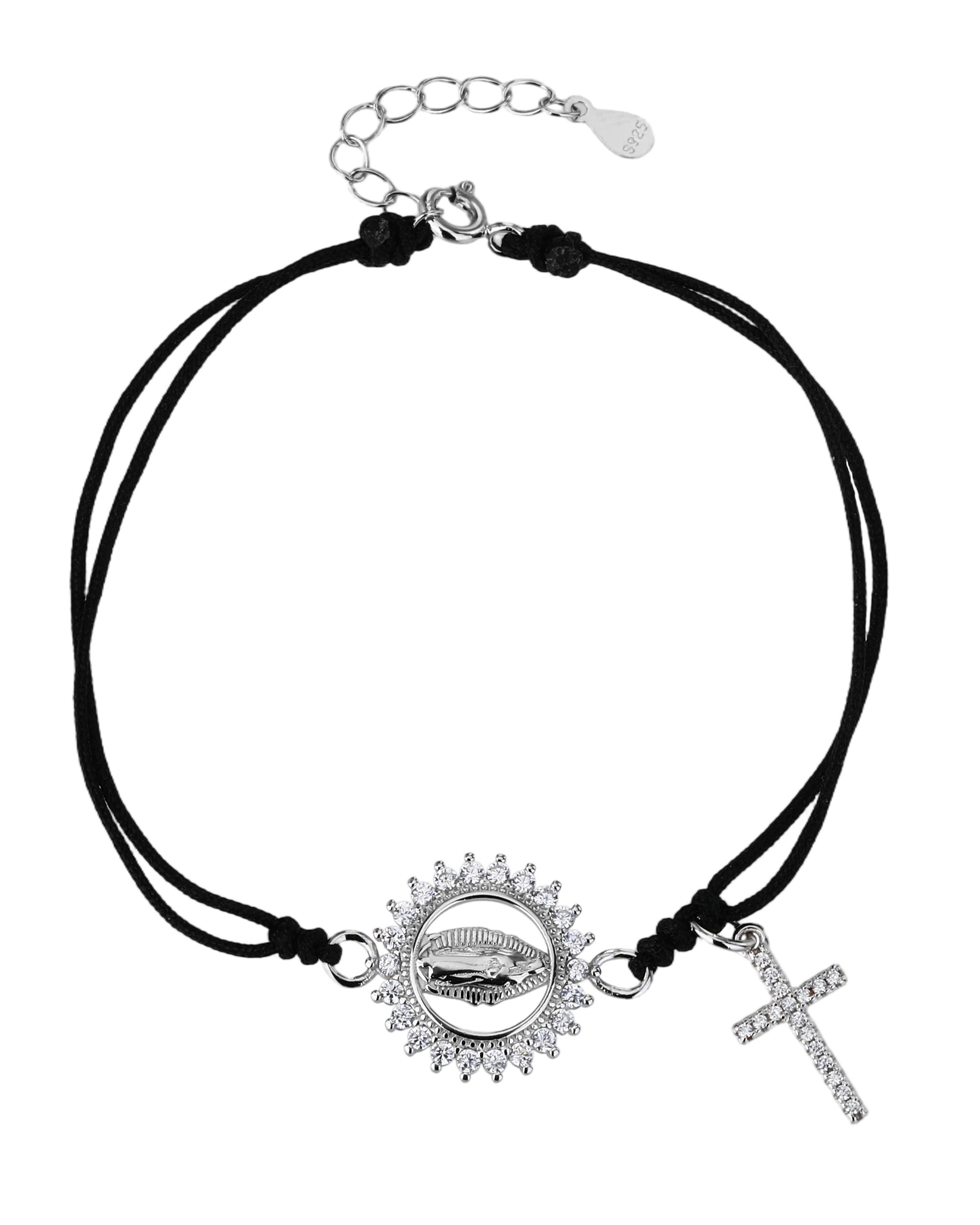 Pulsera de hilo negro con Virgen de Guadalupe en rodizado