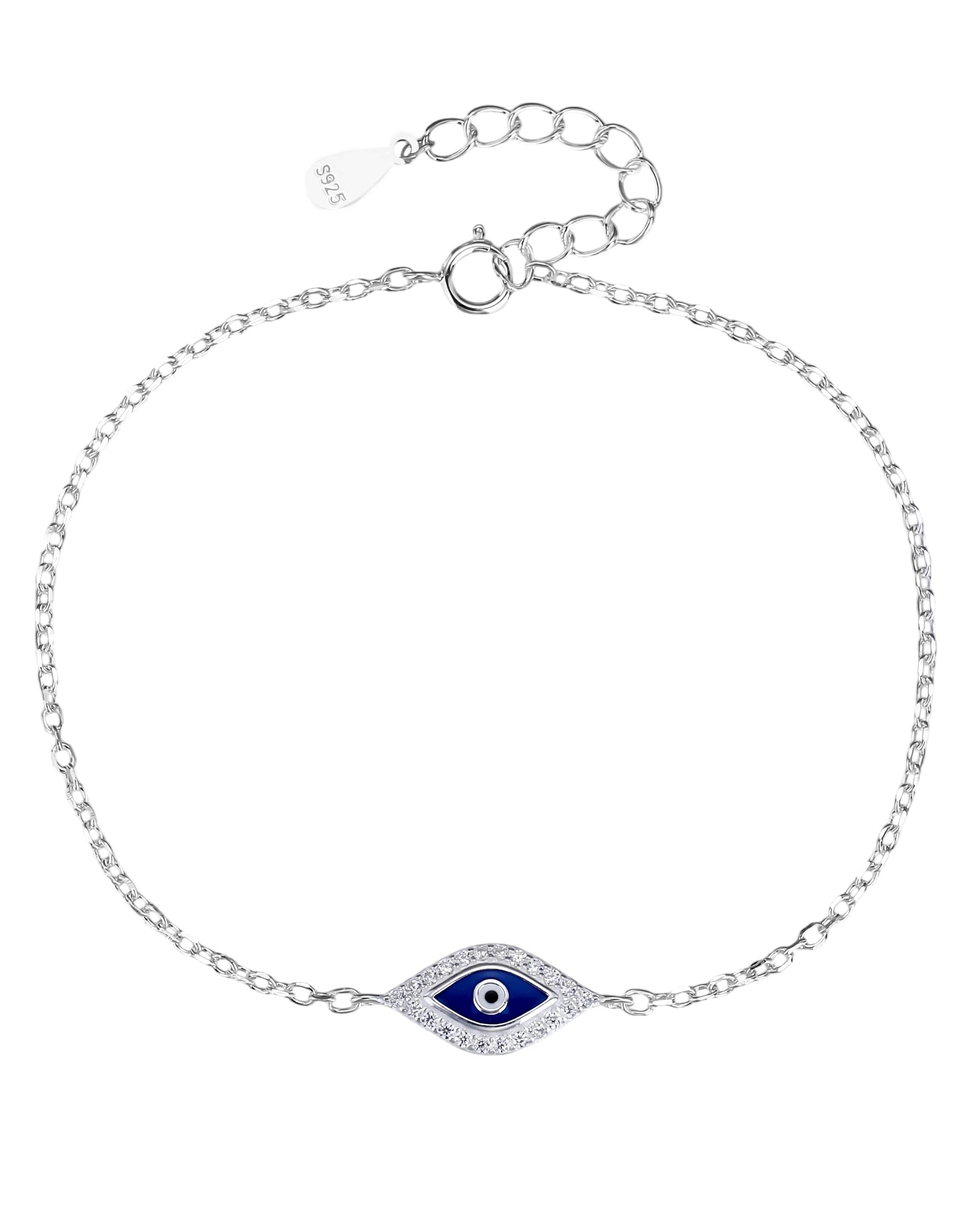 Pulsera ojitos con esmalte azul 17+3cm en plateado