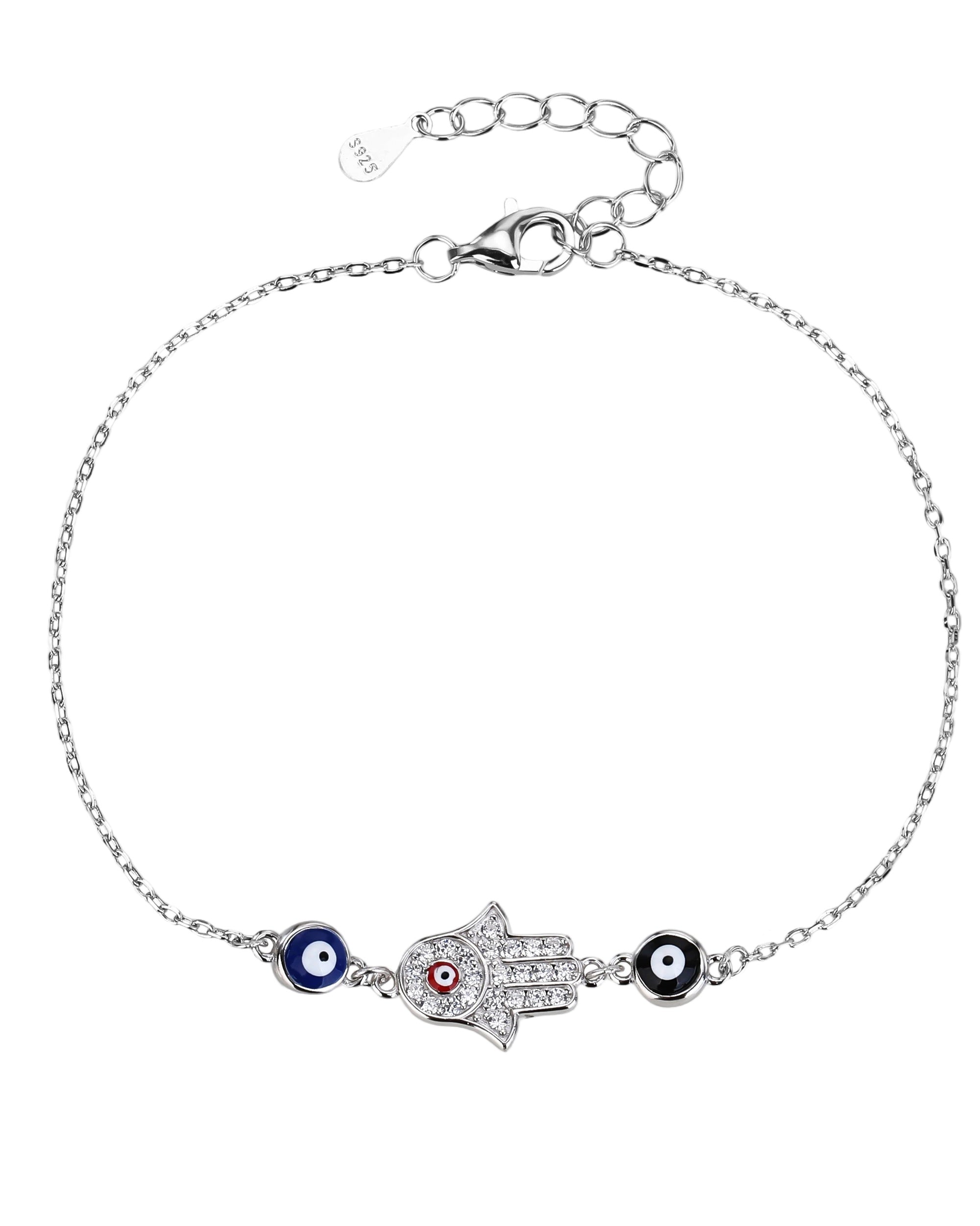 Pulsera de ojos turcos y mano de fatima con micro-pavi© de circonias en rodizado