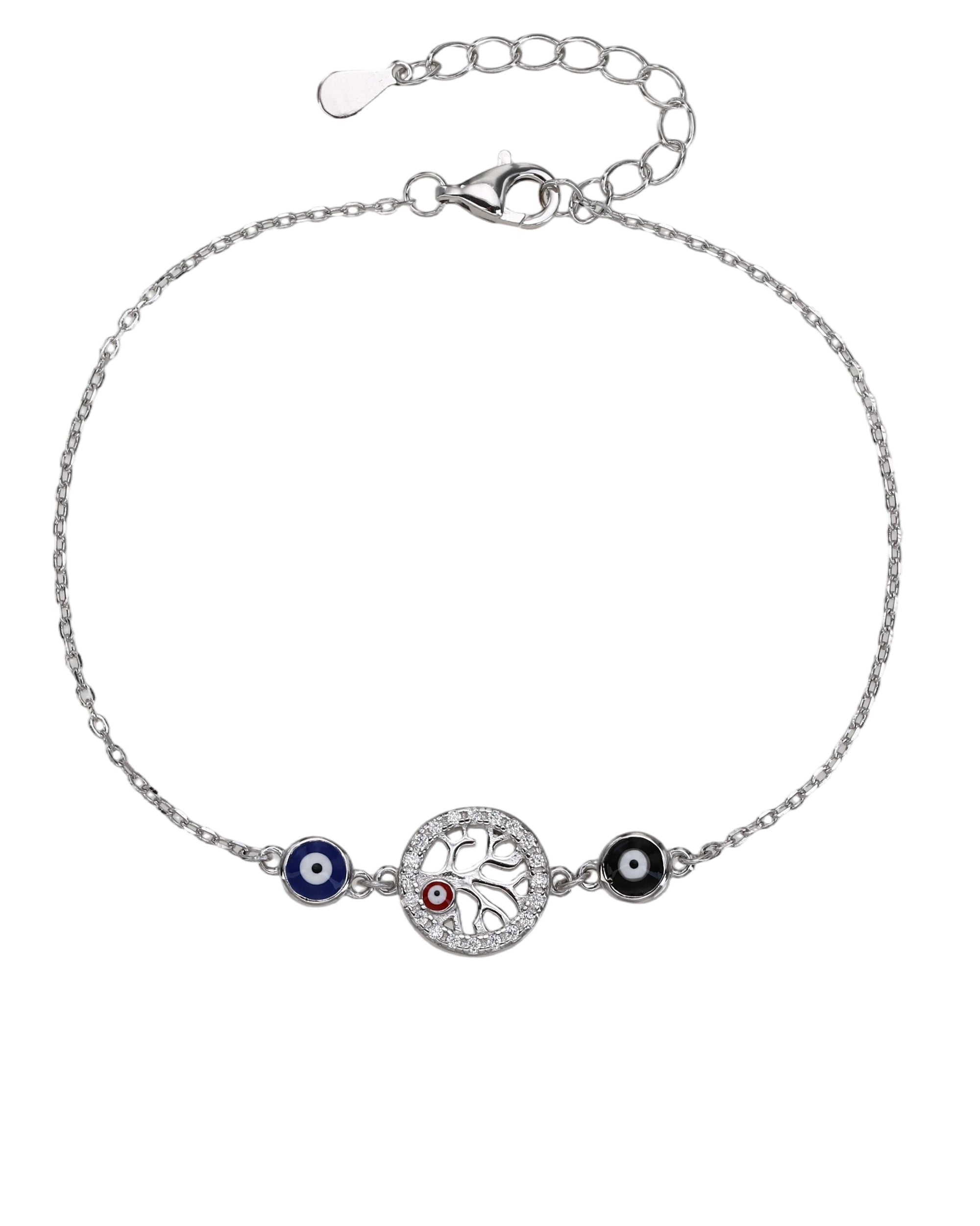 Pulsera sencilla de ojos turcos con arbol de la vida y circonias en rodizado