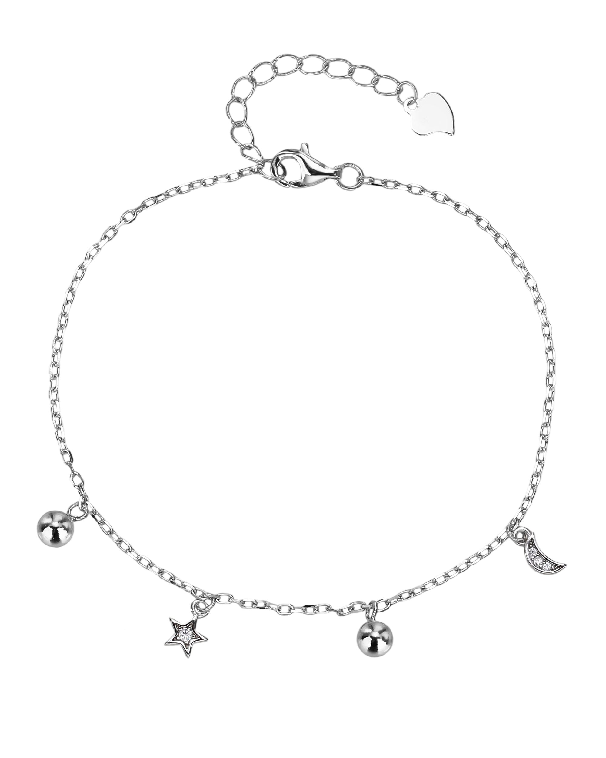 Pulsera sencilla de balin estrella y luna con circonia en rodizado
