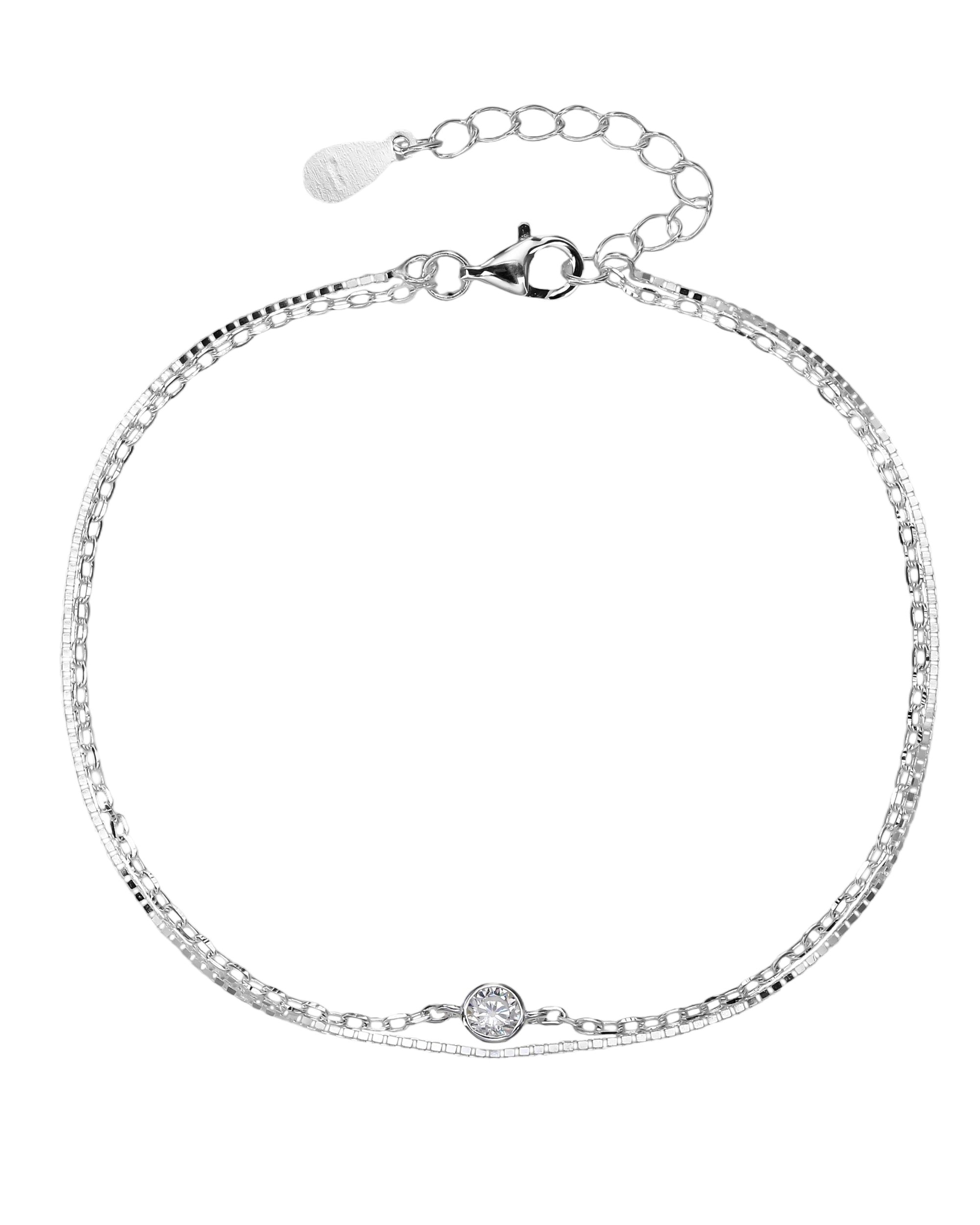 Pulsera doble con circonia bicelada en plateado