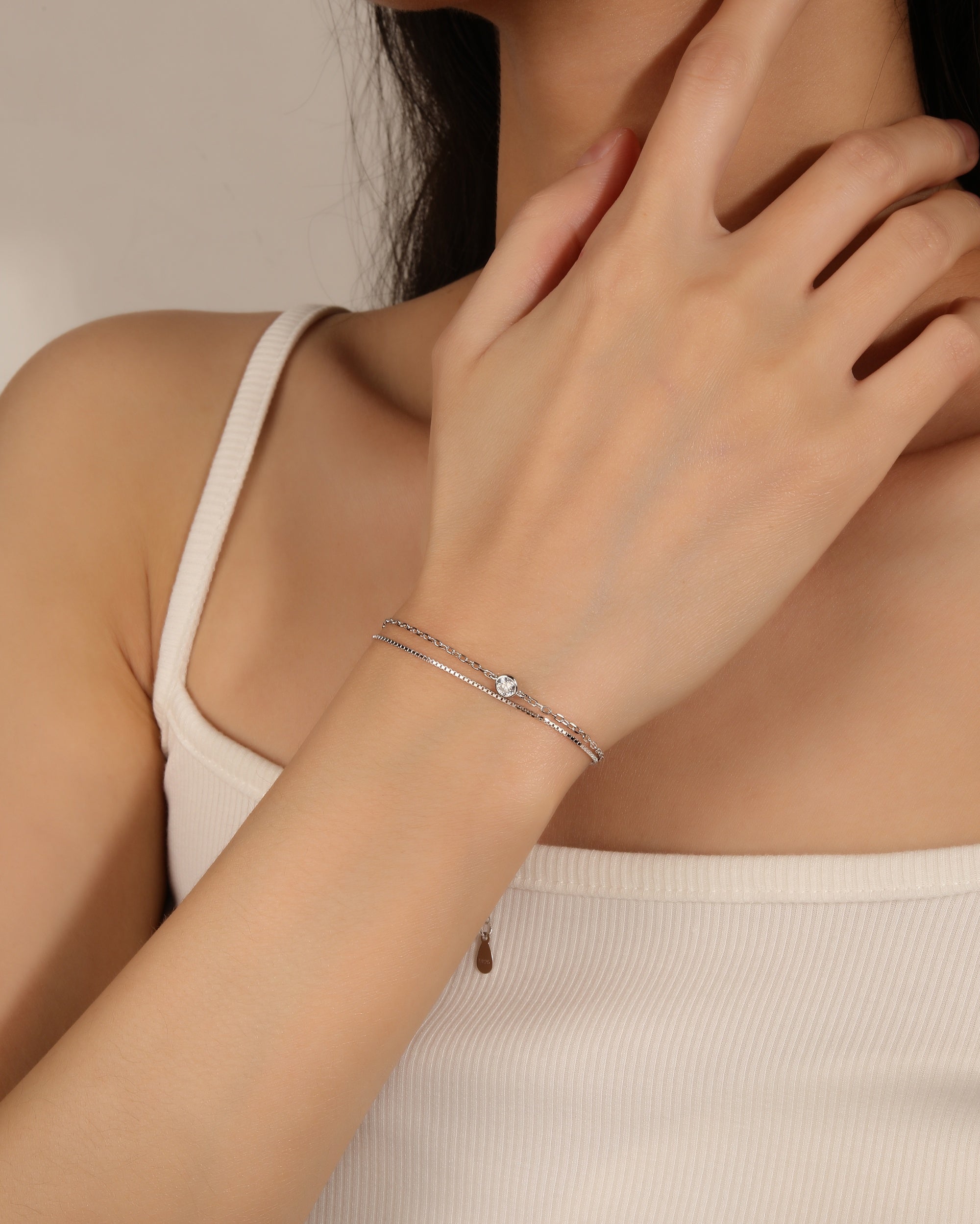 Pulsera doble con circonia bicelada en rodizado