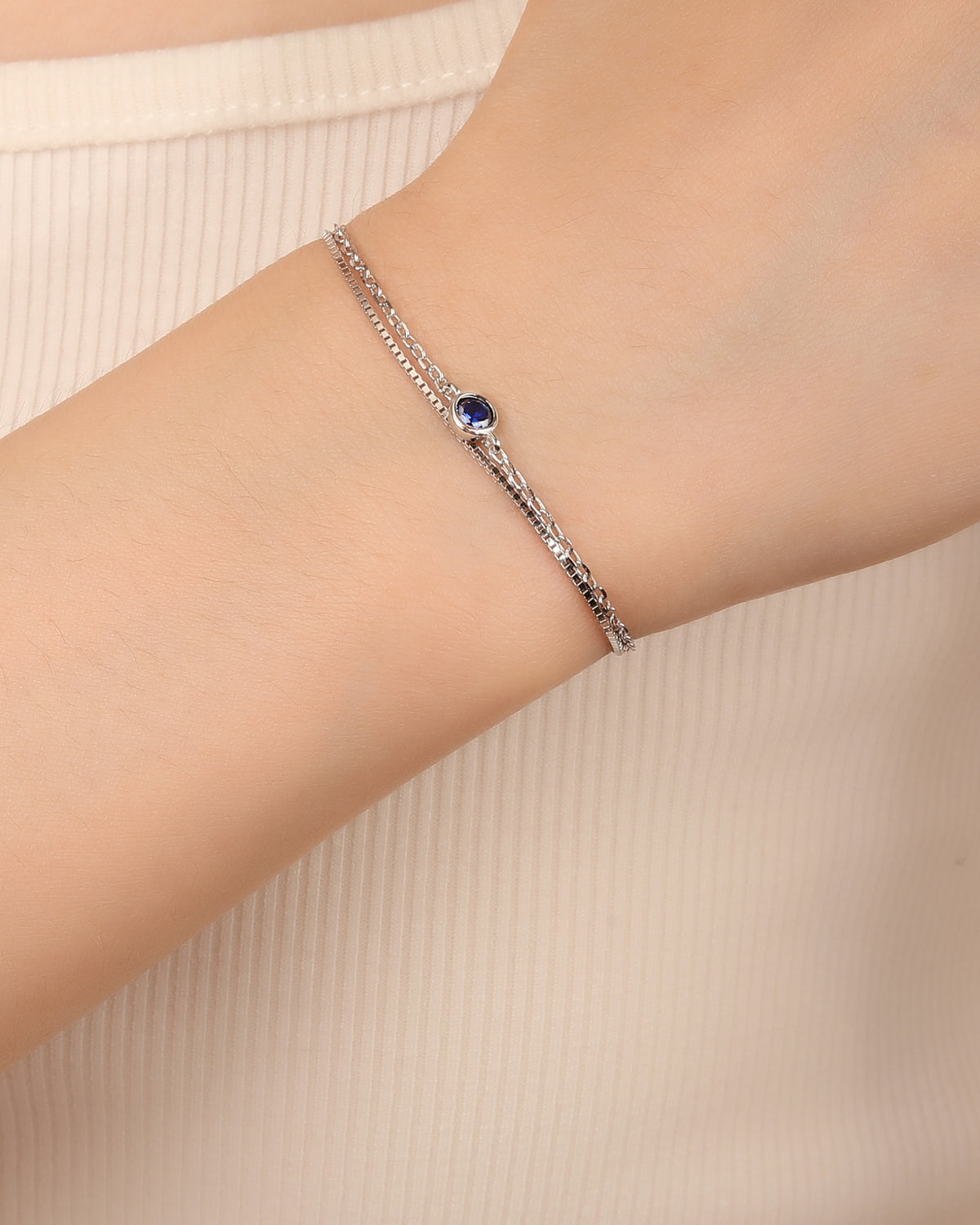 Pulsera doble con circonia 17+3cm en rodizado