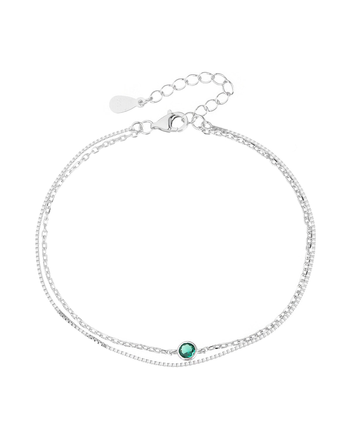 Pulsera doble con circonia 17+3cm en rodizado