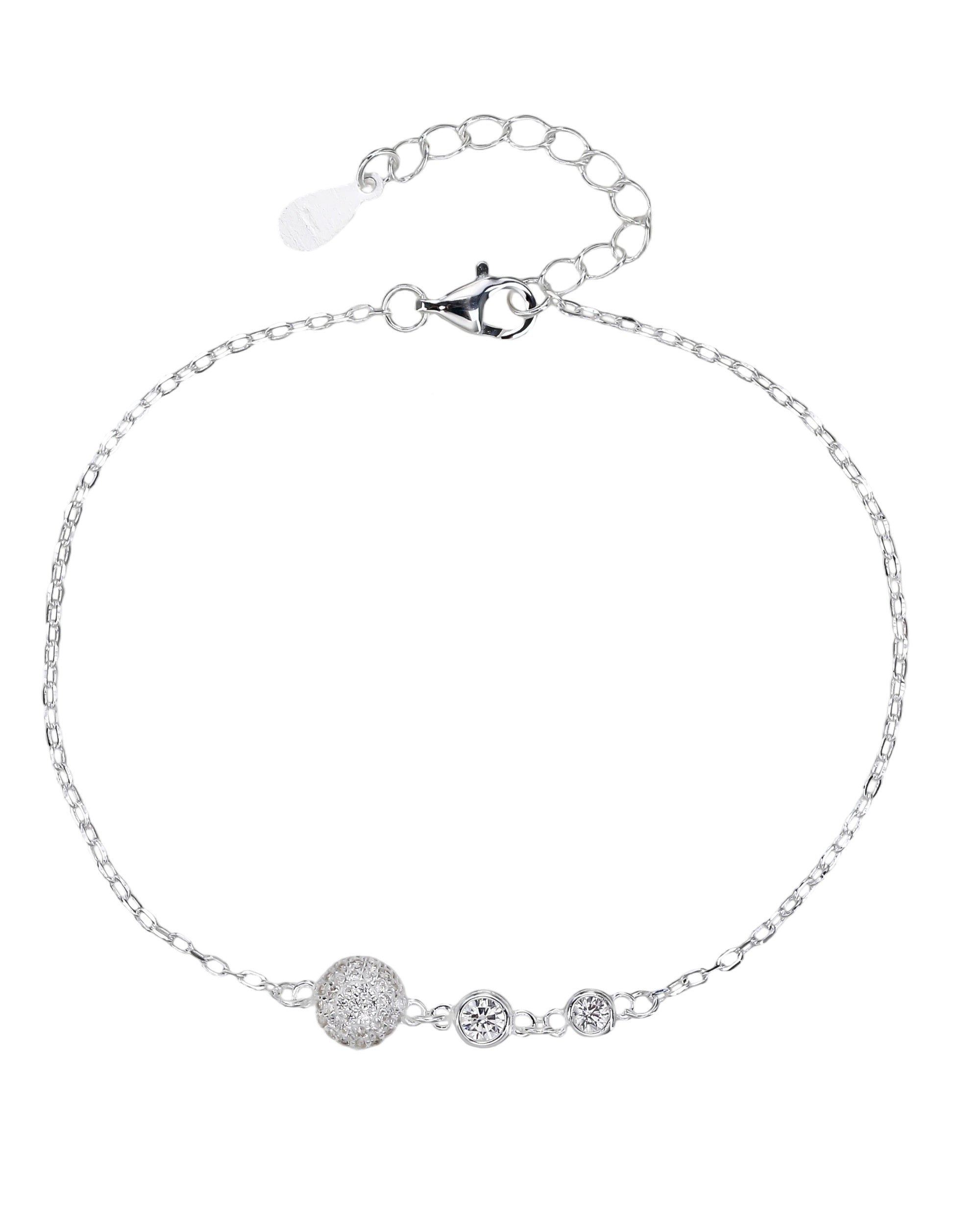 Pulsera con esfera de micro-pavi© y circonias biceladas en plateado