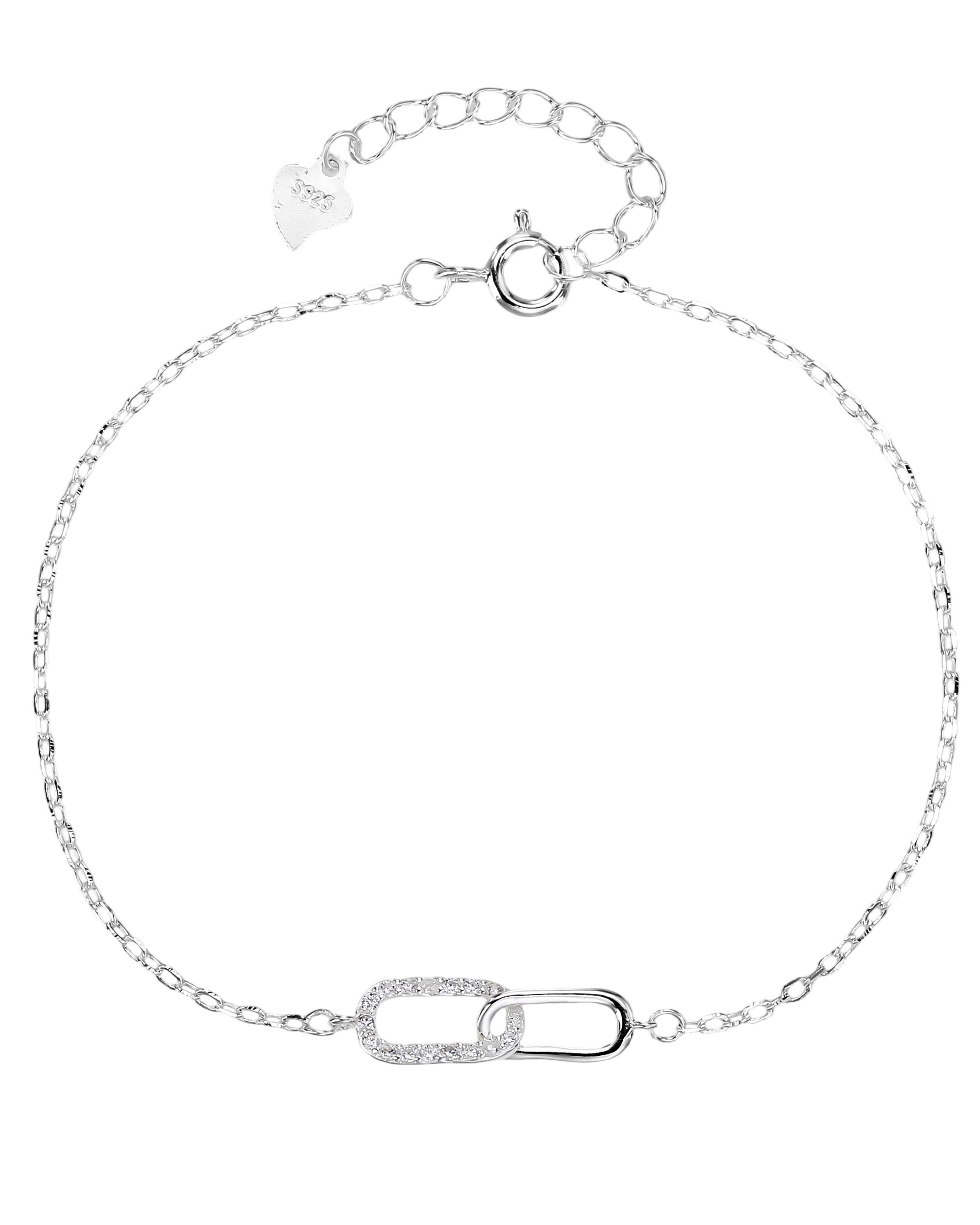 Pulsera sencilla de eslabones encontrados con circonia en plateado