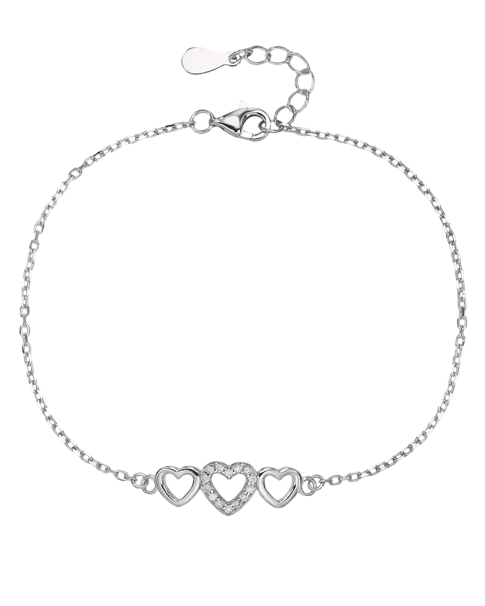 Pulsera sencilla de tripe corazon con circonia en rodizado