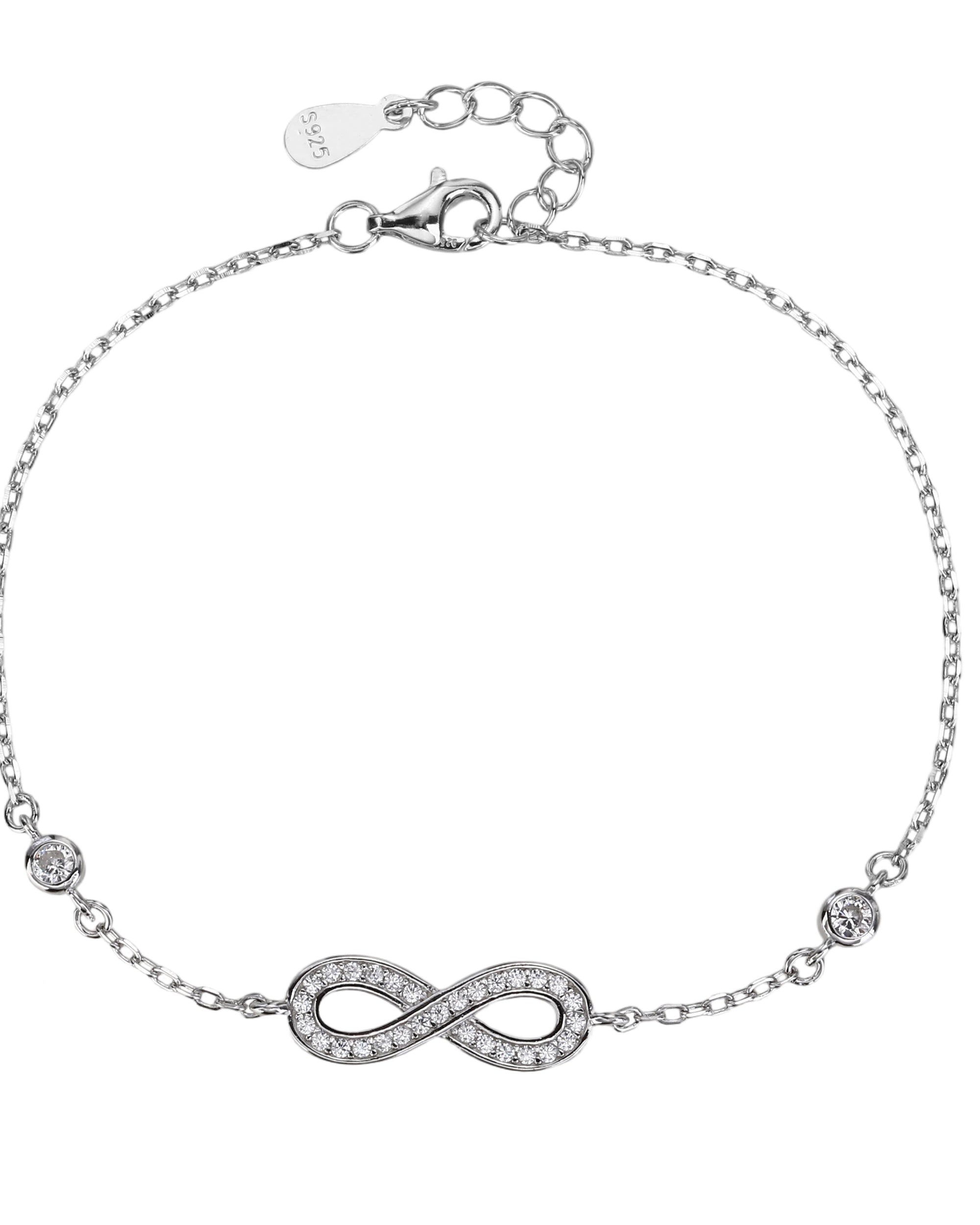 Pulsera sencilla con infinito y circonias biceladas blancas en rodizado