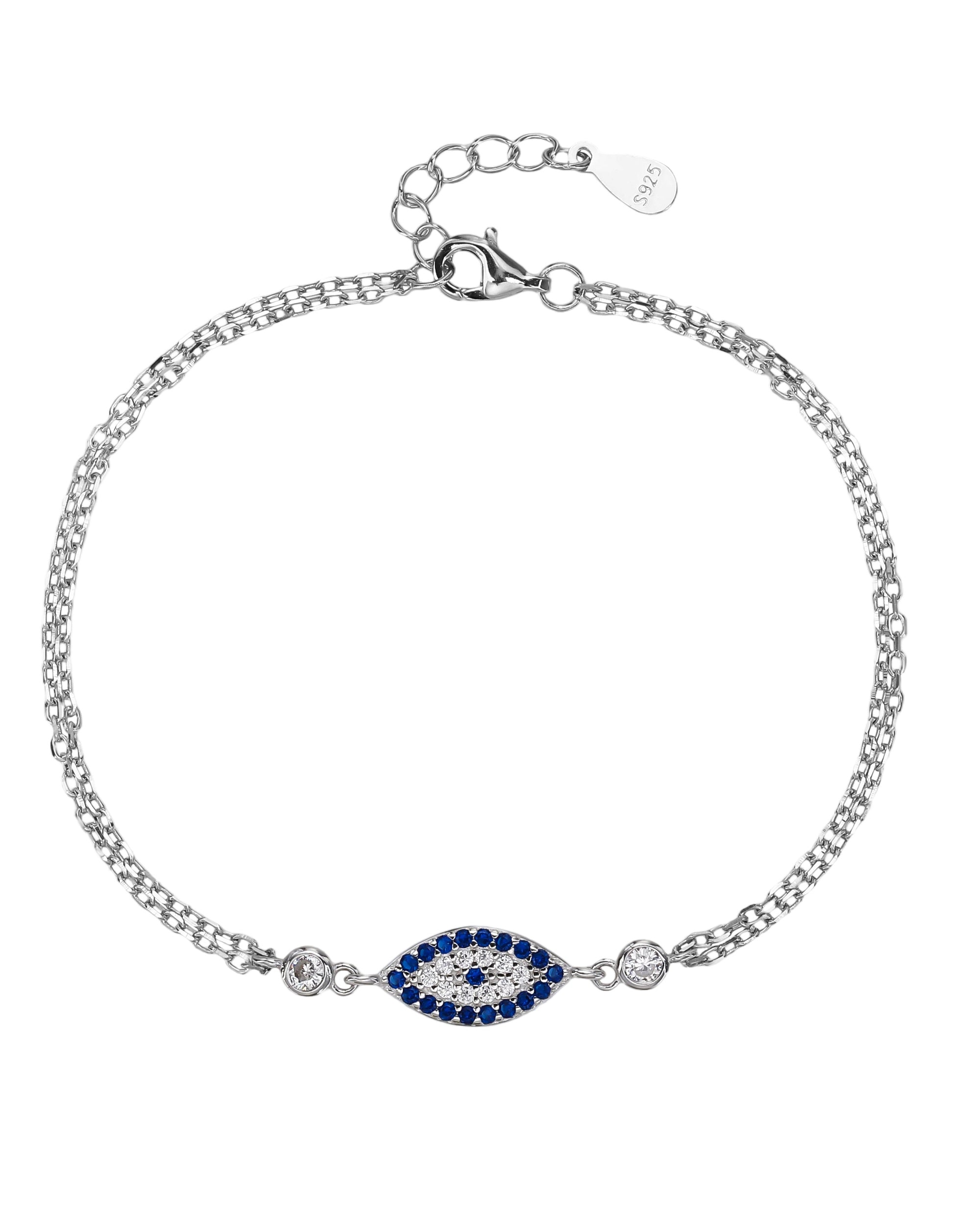 Pulsera doble con ojo turco de micro-pavi© azul y circonias biseladas en rodizado