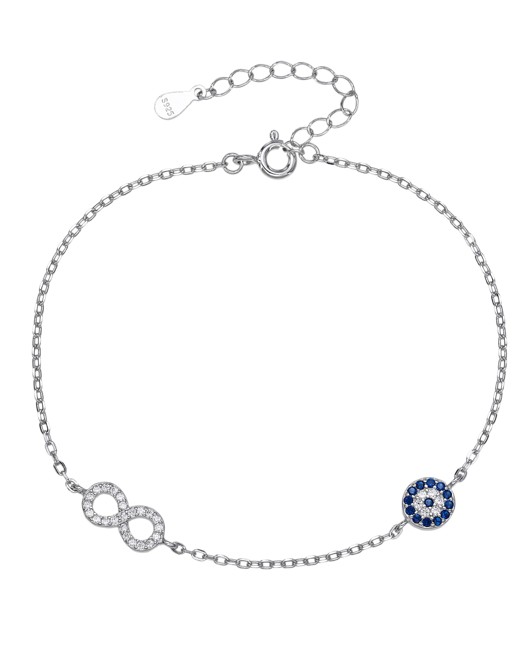 Pulsera sencilla de infinito con circonia multicolor 17+3cm en rodizado