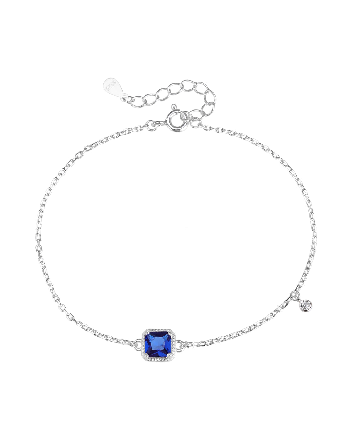 Pulsera de rectángulo con circonia 17+3cm en plateado