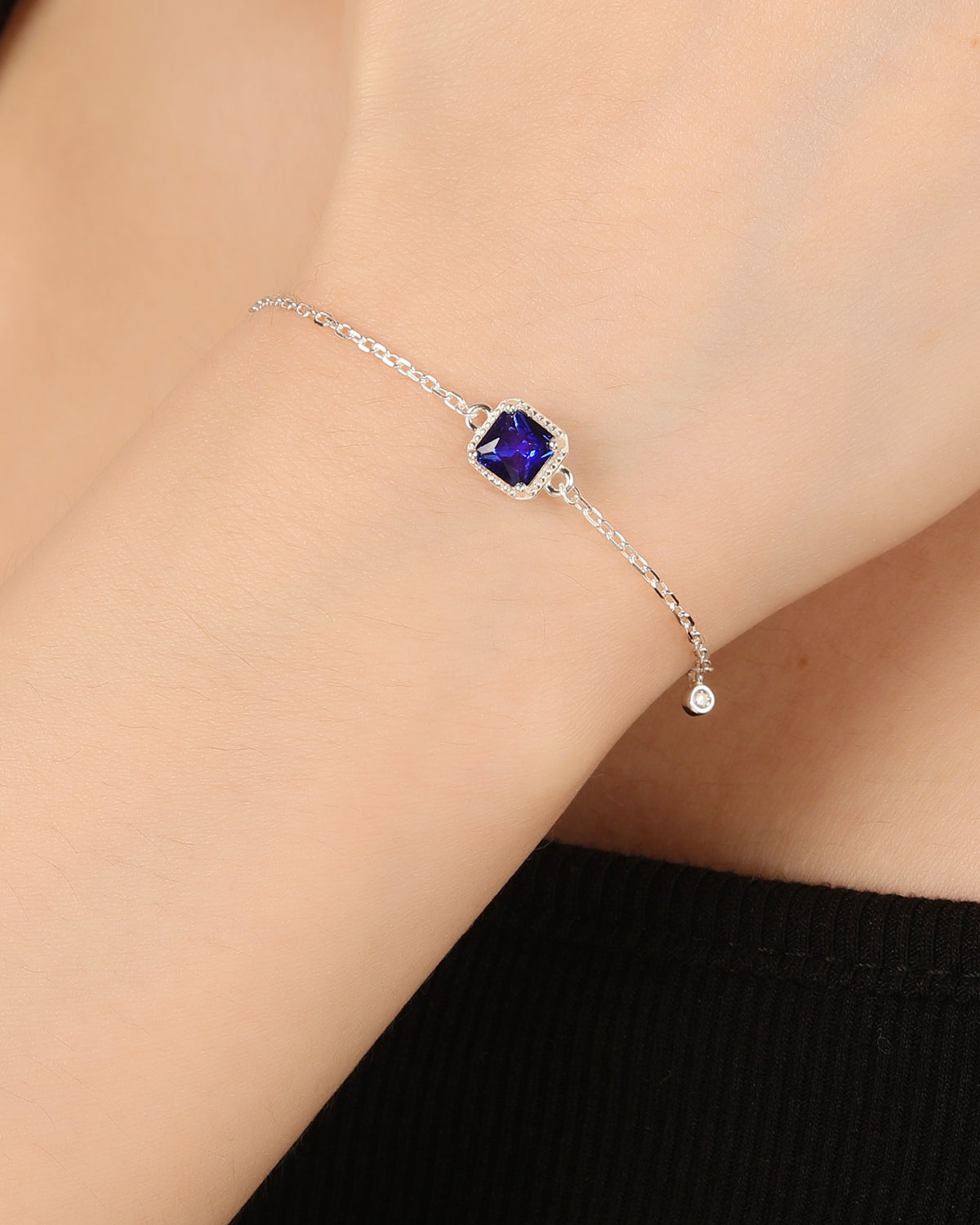 Pulsera de rectángulo con circonia 17+3cm en plateado