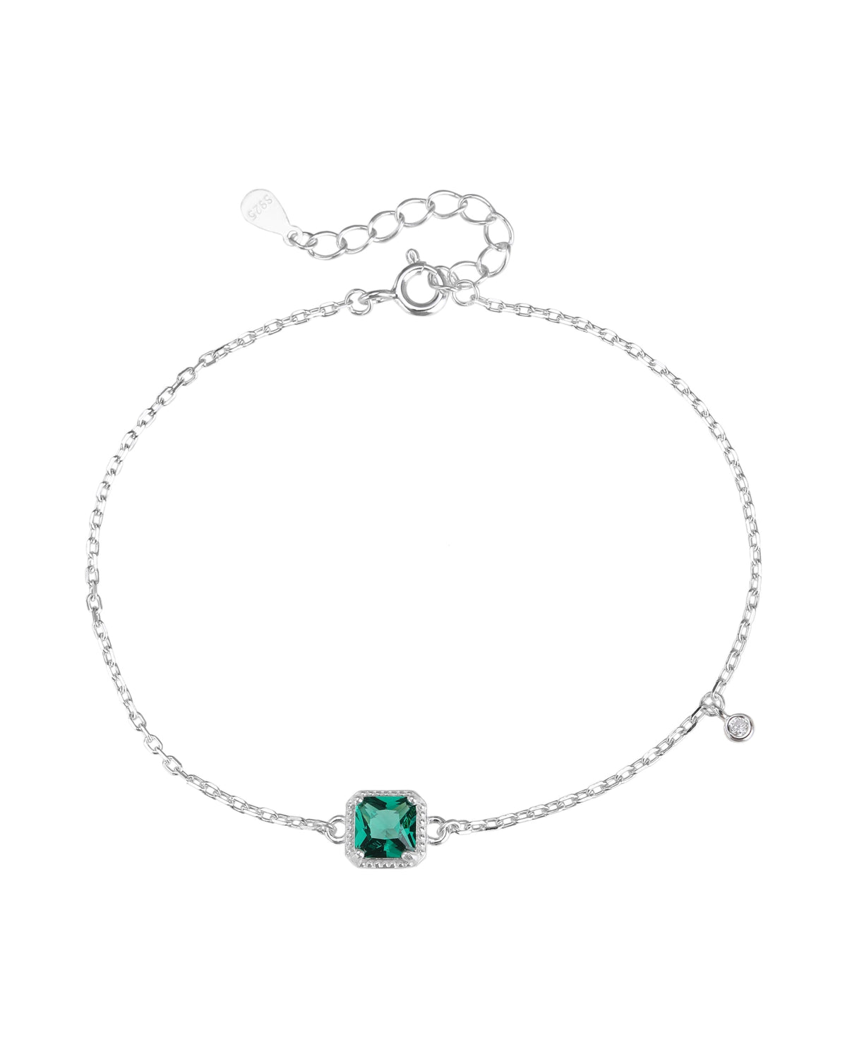 Pulsera de rectángulo con circonia 17+3cm en plateado