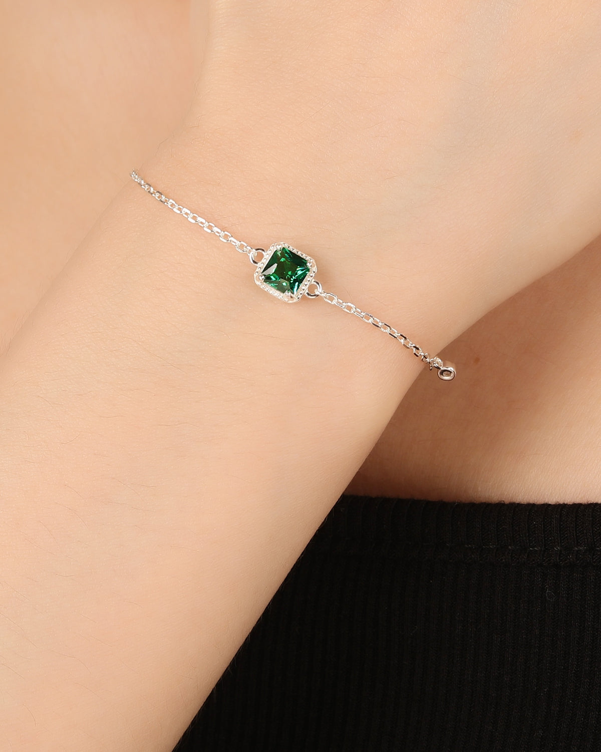 Pulsera de rectángulo con circonia 17+3cm en plateado