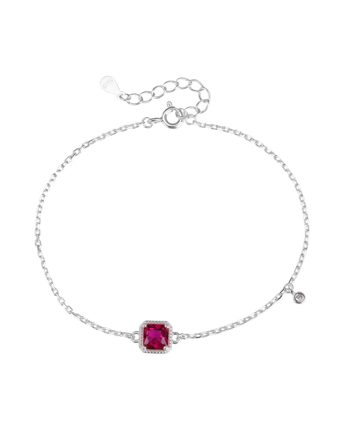 Pulsera de rectángulo con circonia 17+3cm en plateado