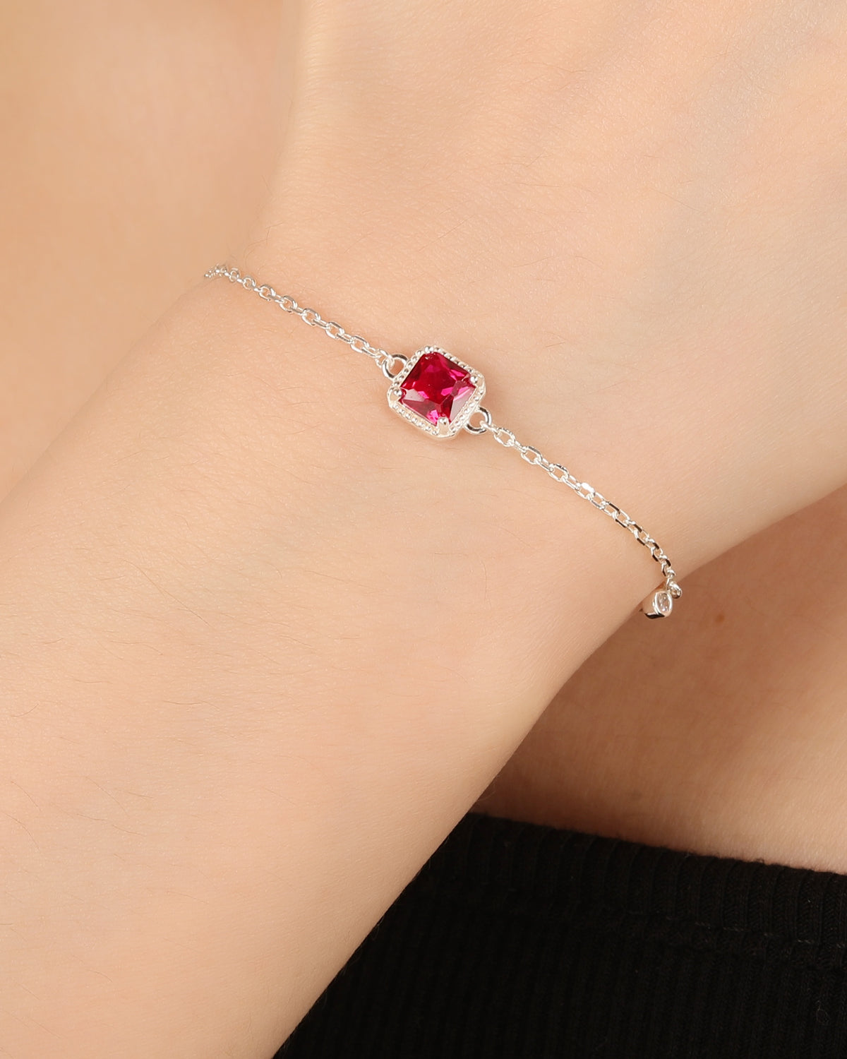 Pulsera de rectángulo con circonia 17+3cm en plateado