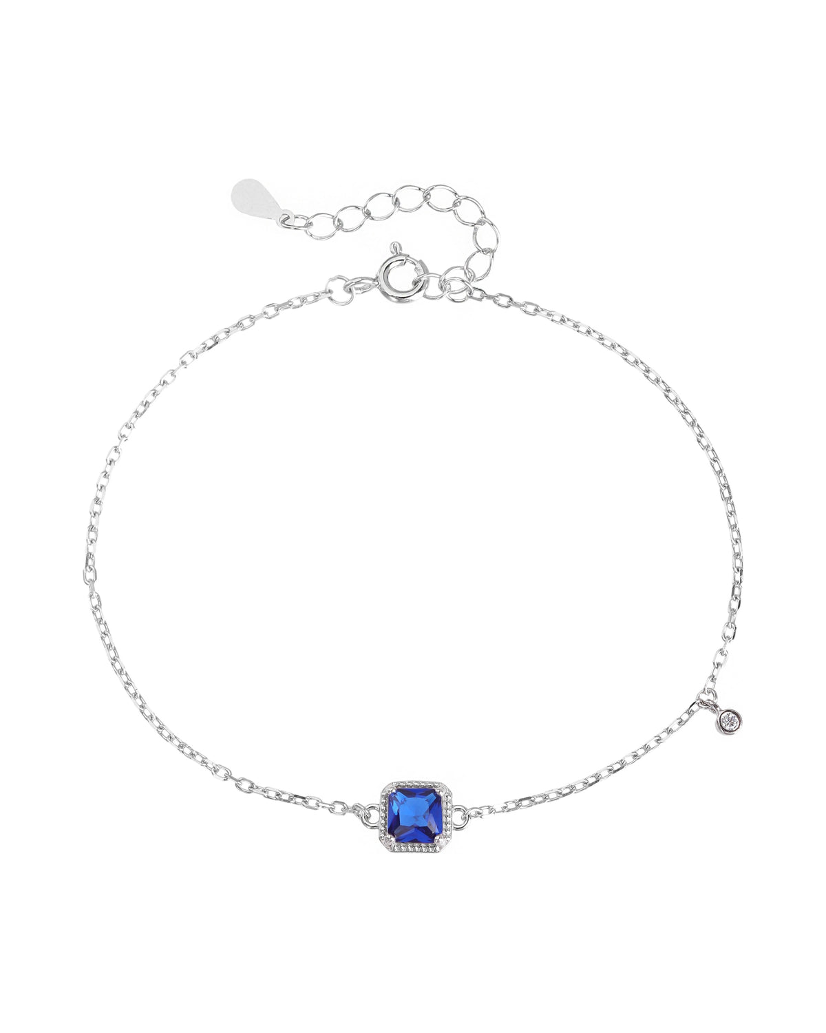 Pulsera sencilla de rectángulo con circonia 17+3cm en rodizado