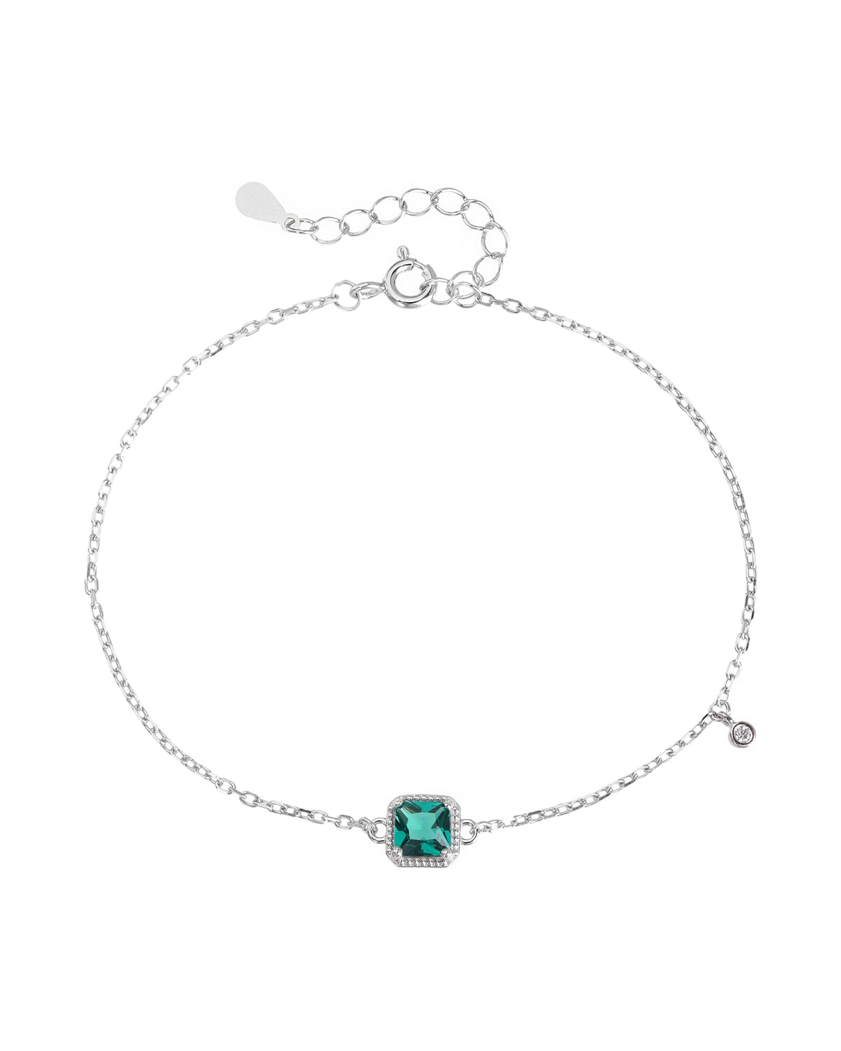 Pulsera sencilla de rectángulo con circonia 17+3cm en rodizado