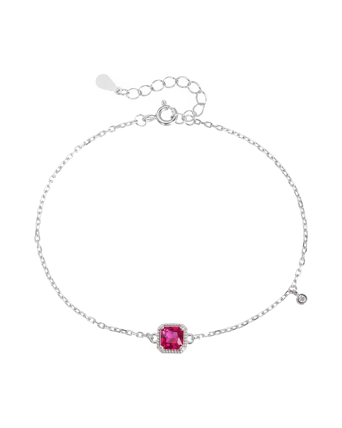 Pulsera sencilla de rectángulo con circonia 17+3cm en rodizado
