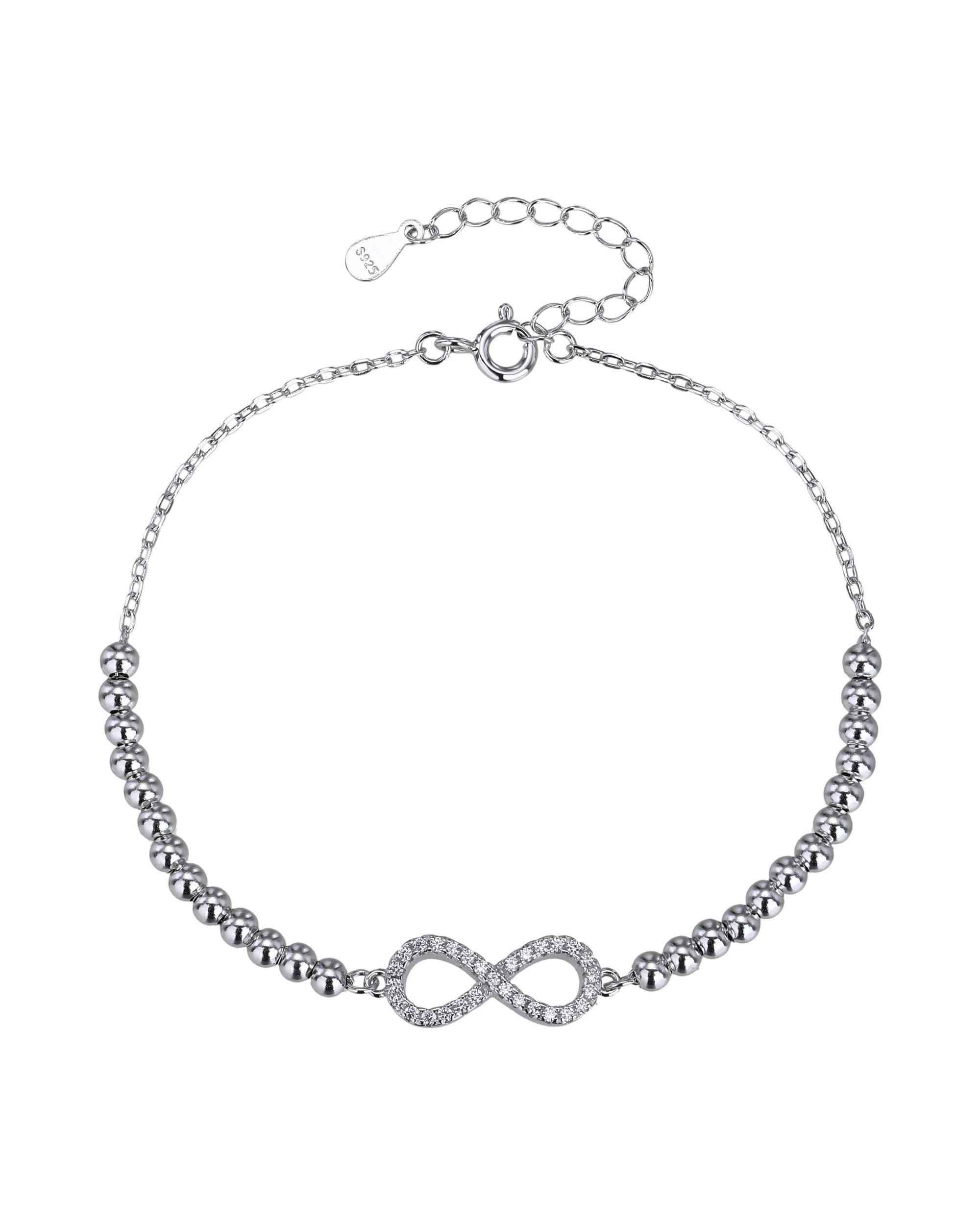 Pulsera sencilla de infinito con circonia blanca 17+3cm en rodizado