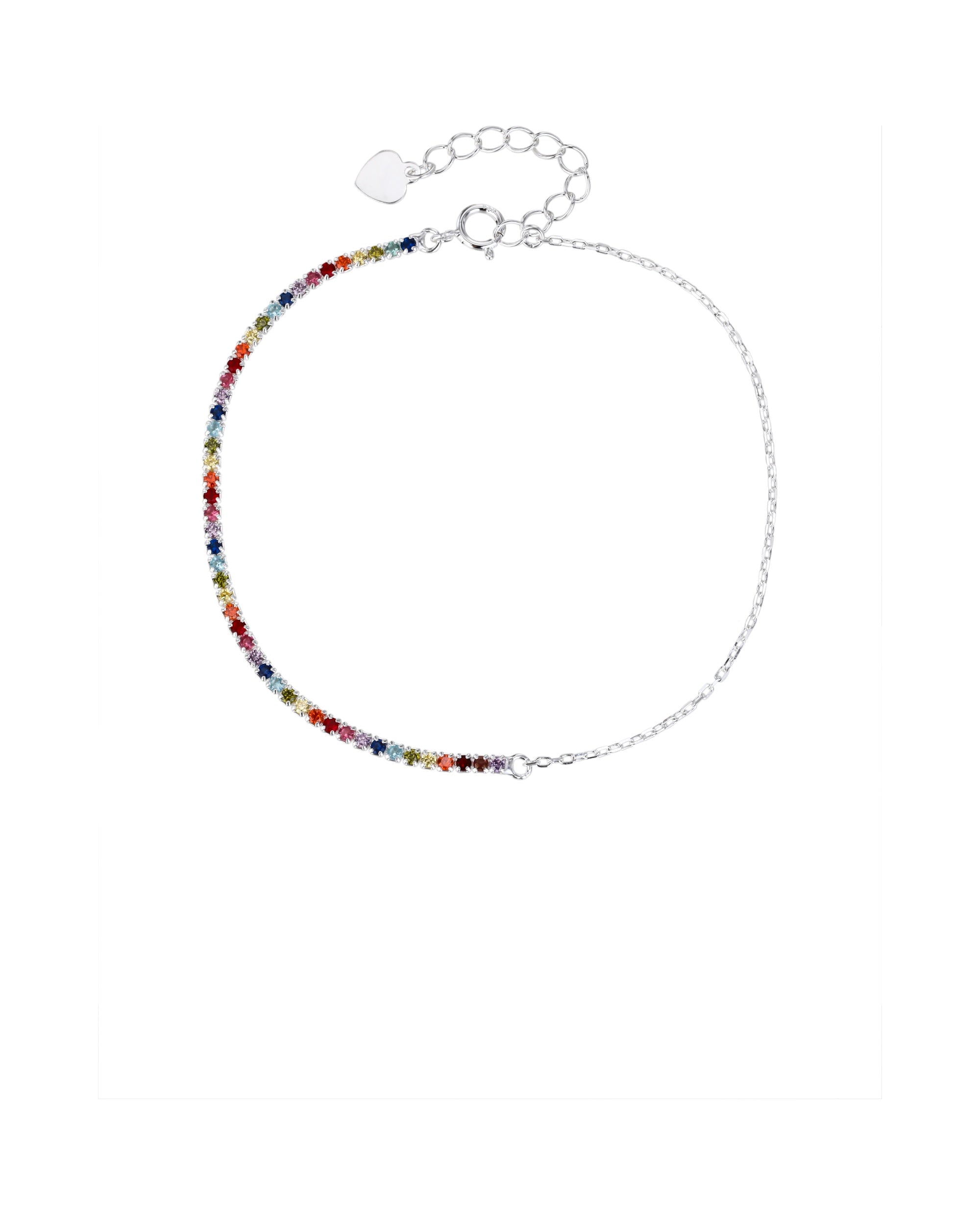 Pulsera de tenis 1.5mm con circonia de color 17+3cm en plateado