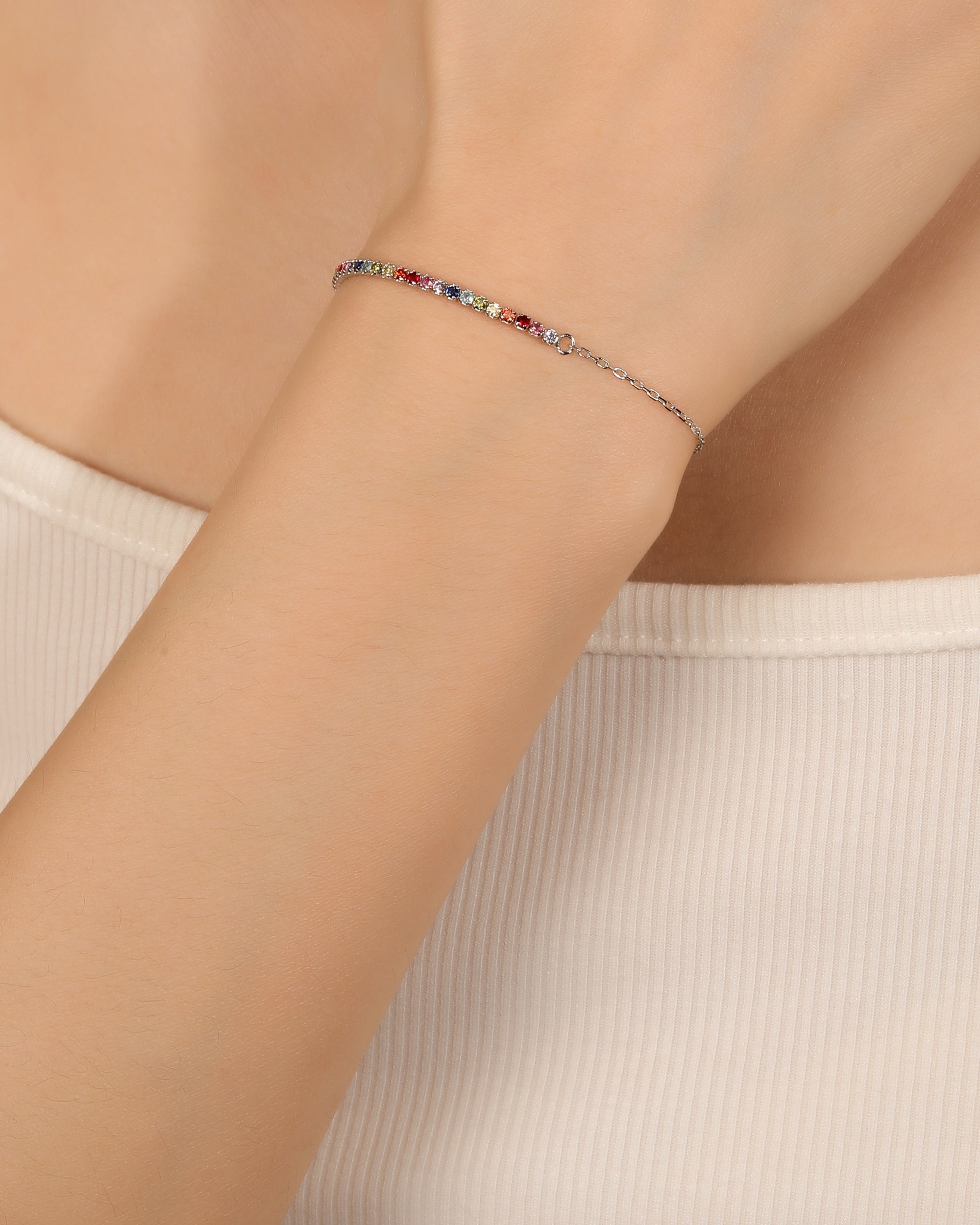 Pulsera de tenis 1.5mm con circonia de color 17+3cm en rodizado