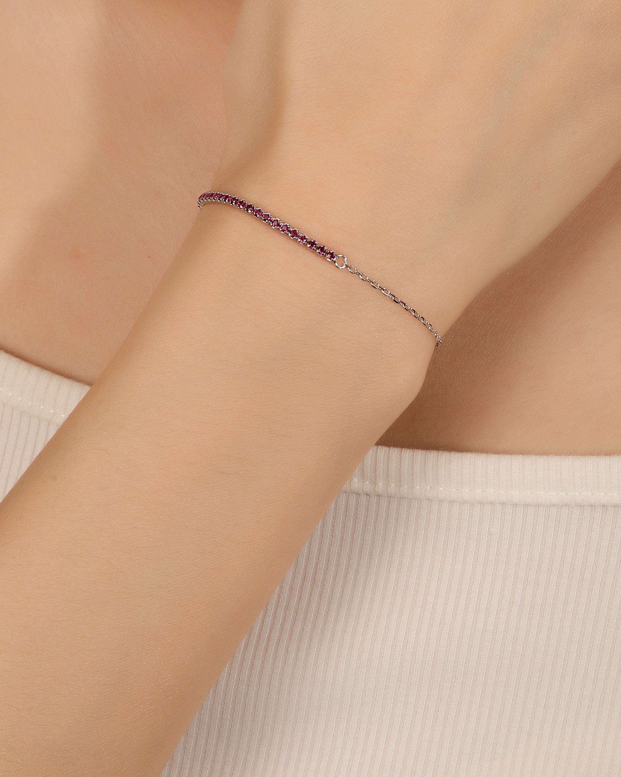 Pulsera de tenis 1.5mm con circonia de color 17+3cm en rodizado