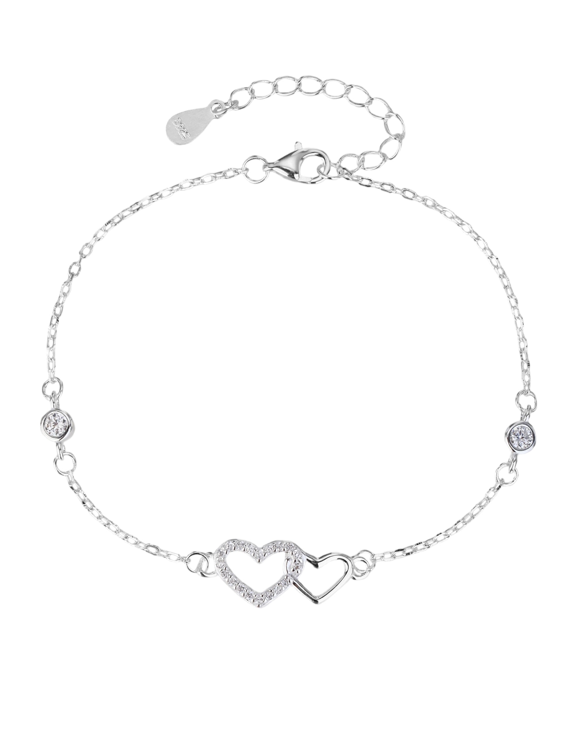 Pulsera de corazones con circonia blanca de 17+3cm en plateado