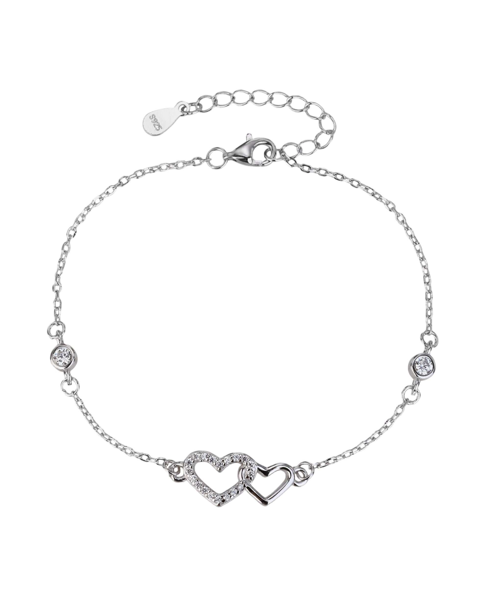 Pulsera de corazones con circonia blanca de 17+3cm en rodizado