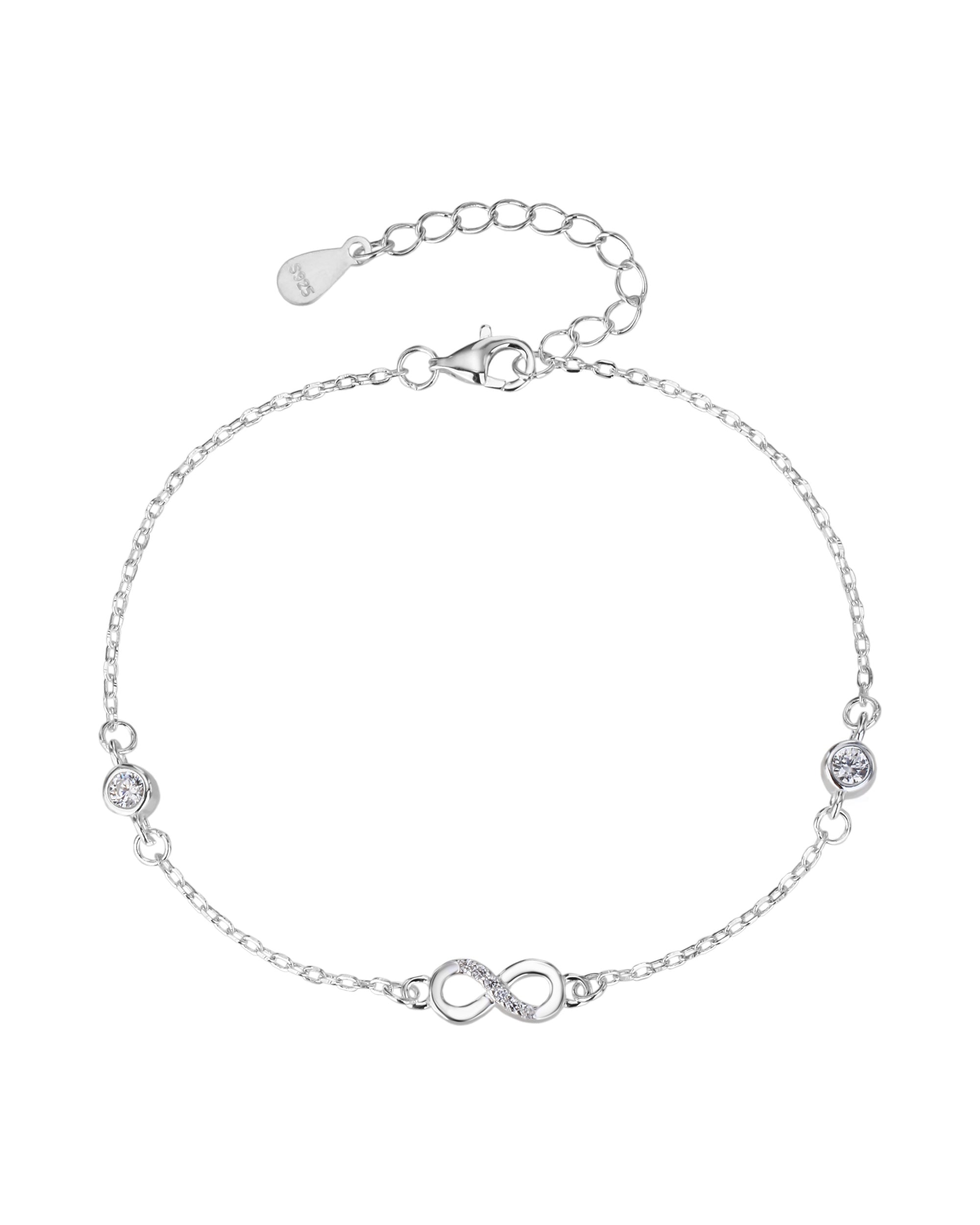Pulsera sencilla de infinito con circonia blanca 17+3cm en plateado