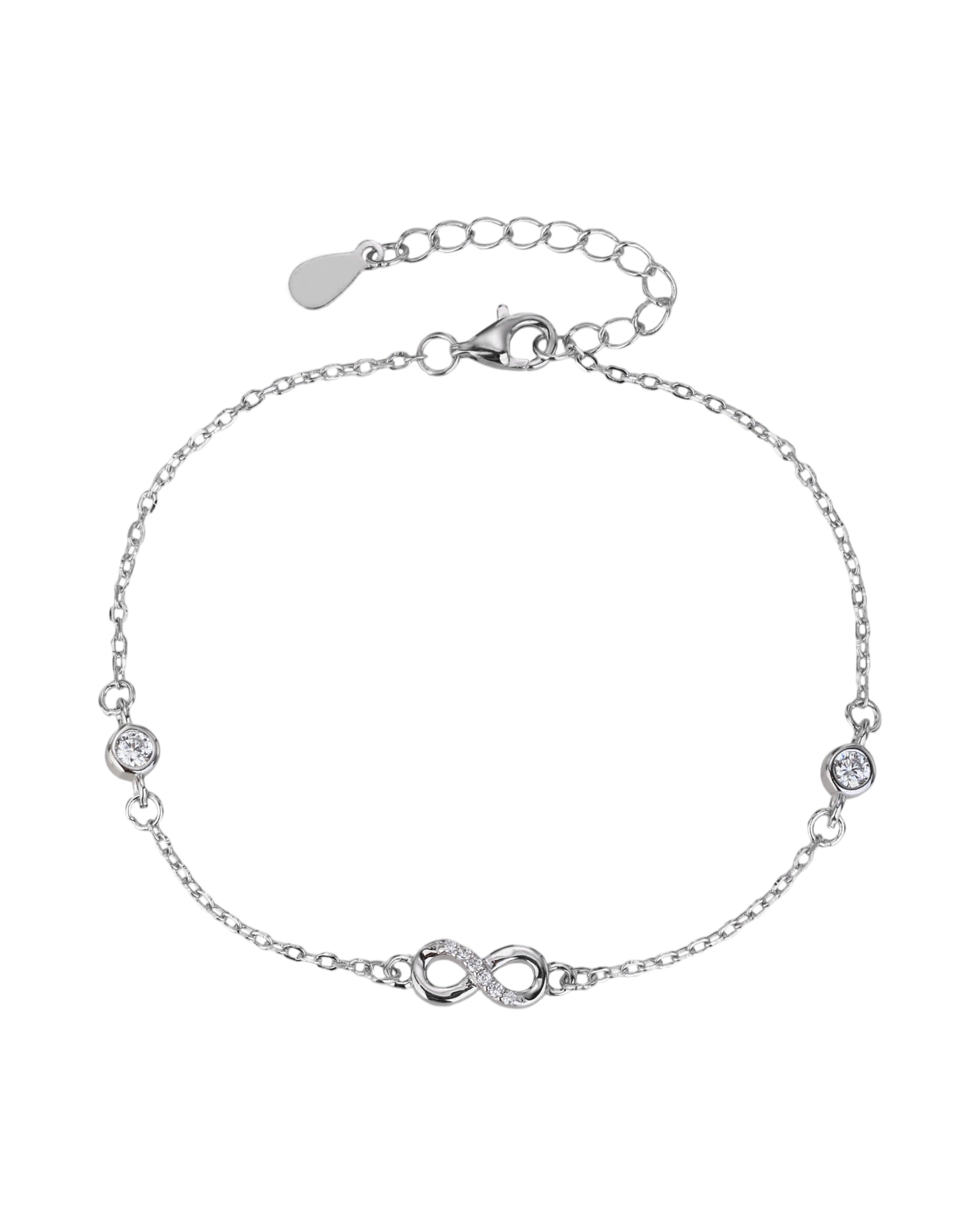 Pulsera sencilla de infinito con circonia blanca 17+3cm en rodizado