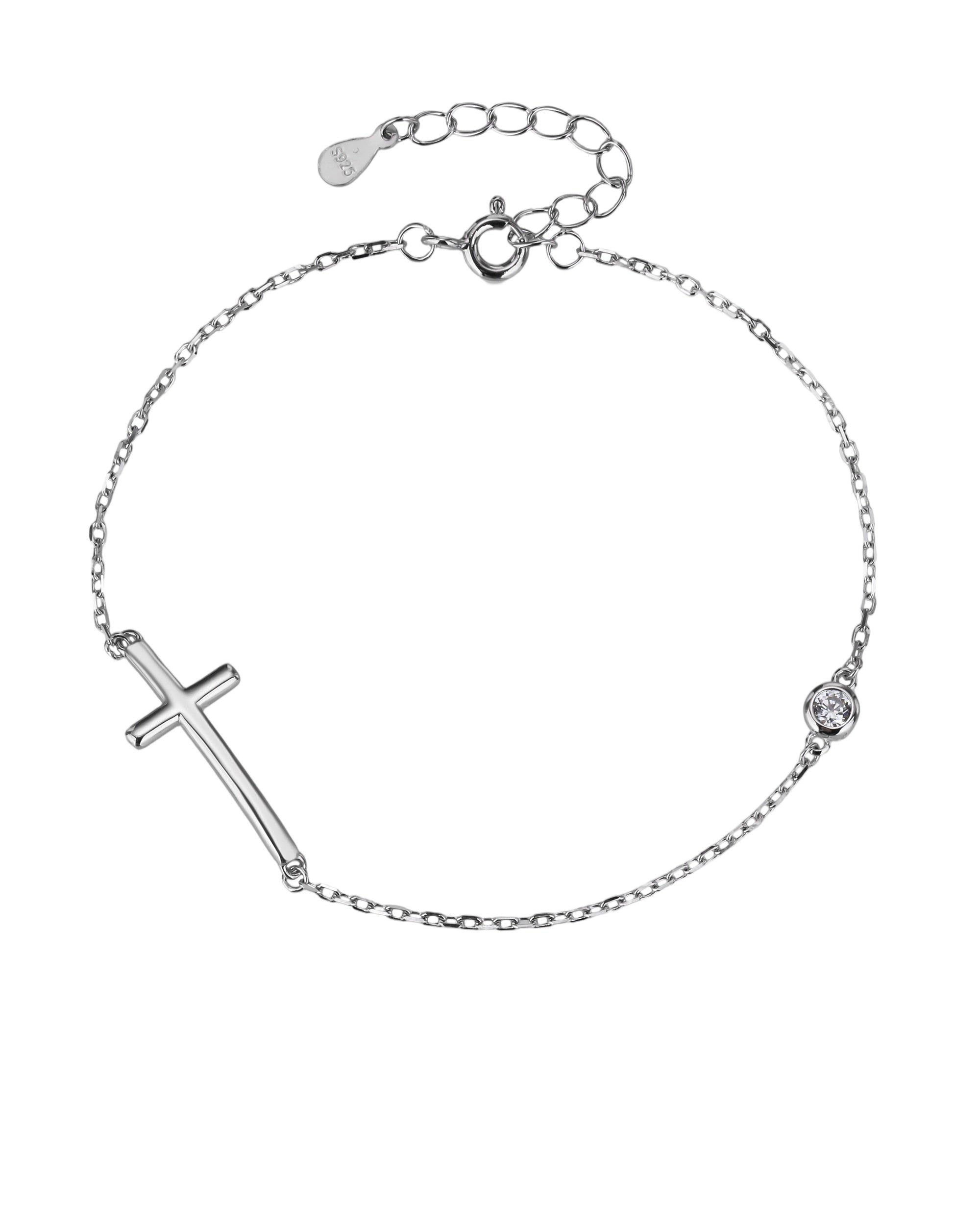 Pulsera de cruz con circonia blanca de 17+3cm en rodizado