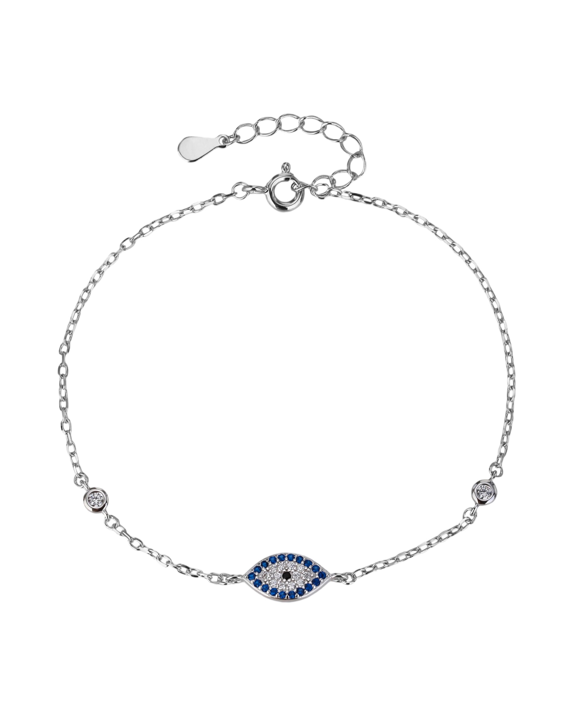 Pulsera sencilla de ojo de dios con circonia multicolor 17+3cm en rodizado