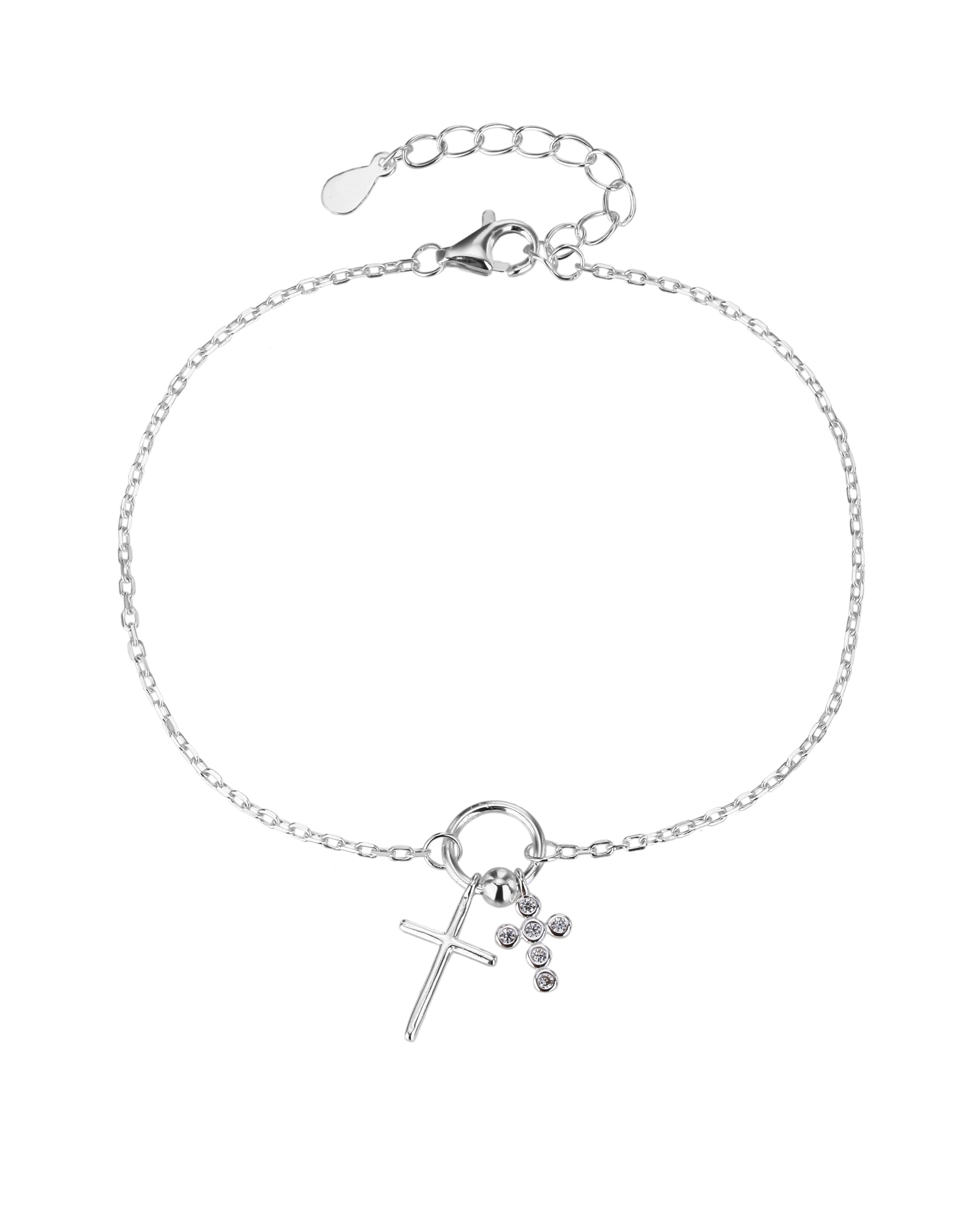 Pulsera de cruces con circonia blanca de 17+3cm en plateado