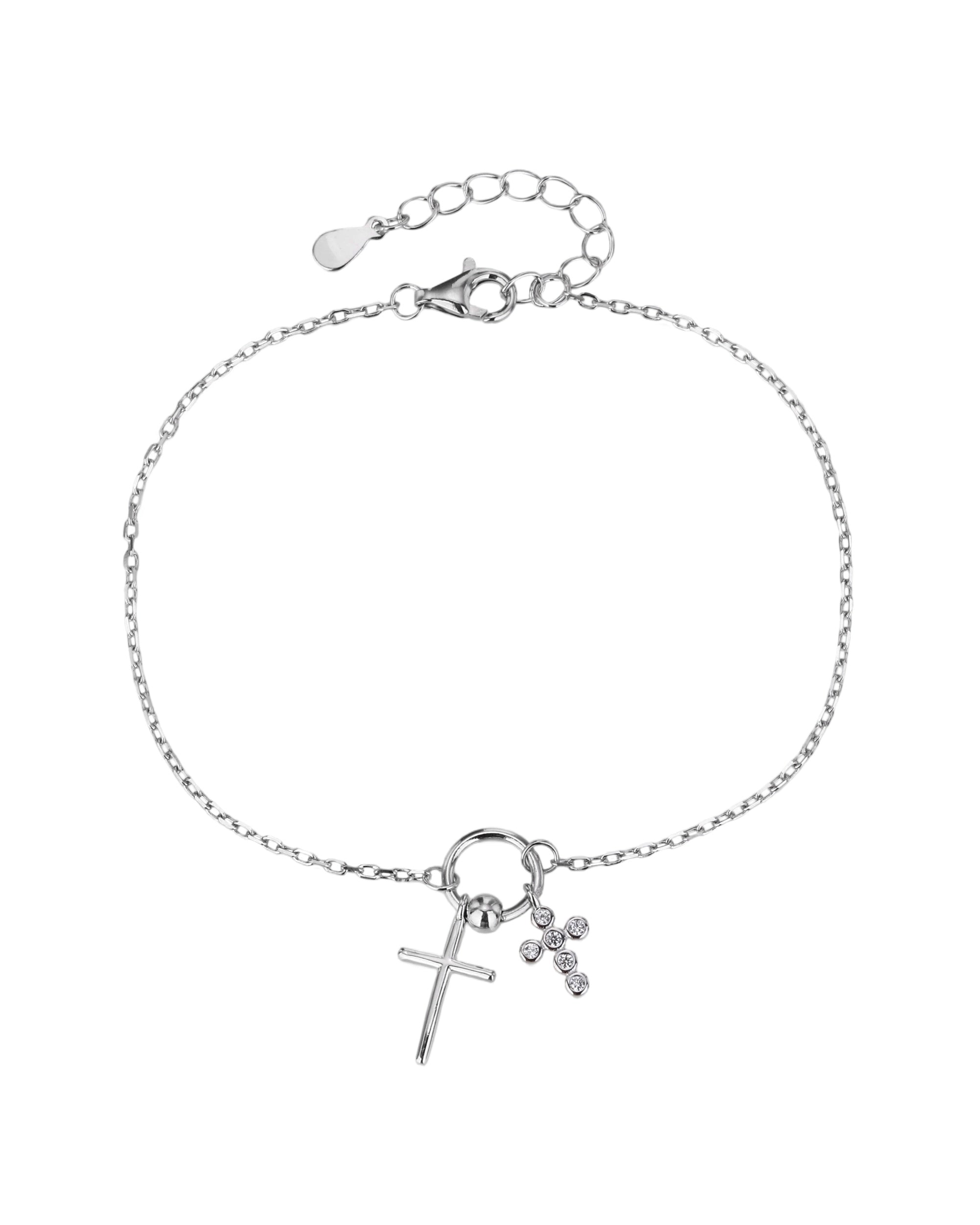Pulsera de cruces con circonia blanca de 17+3cm en rodizado