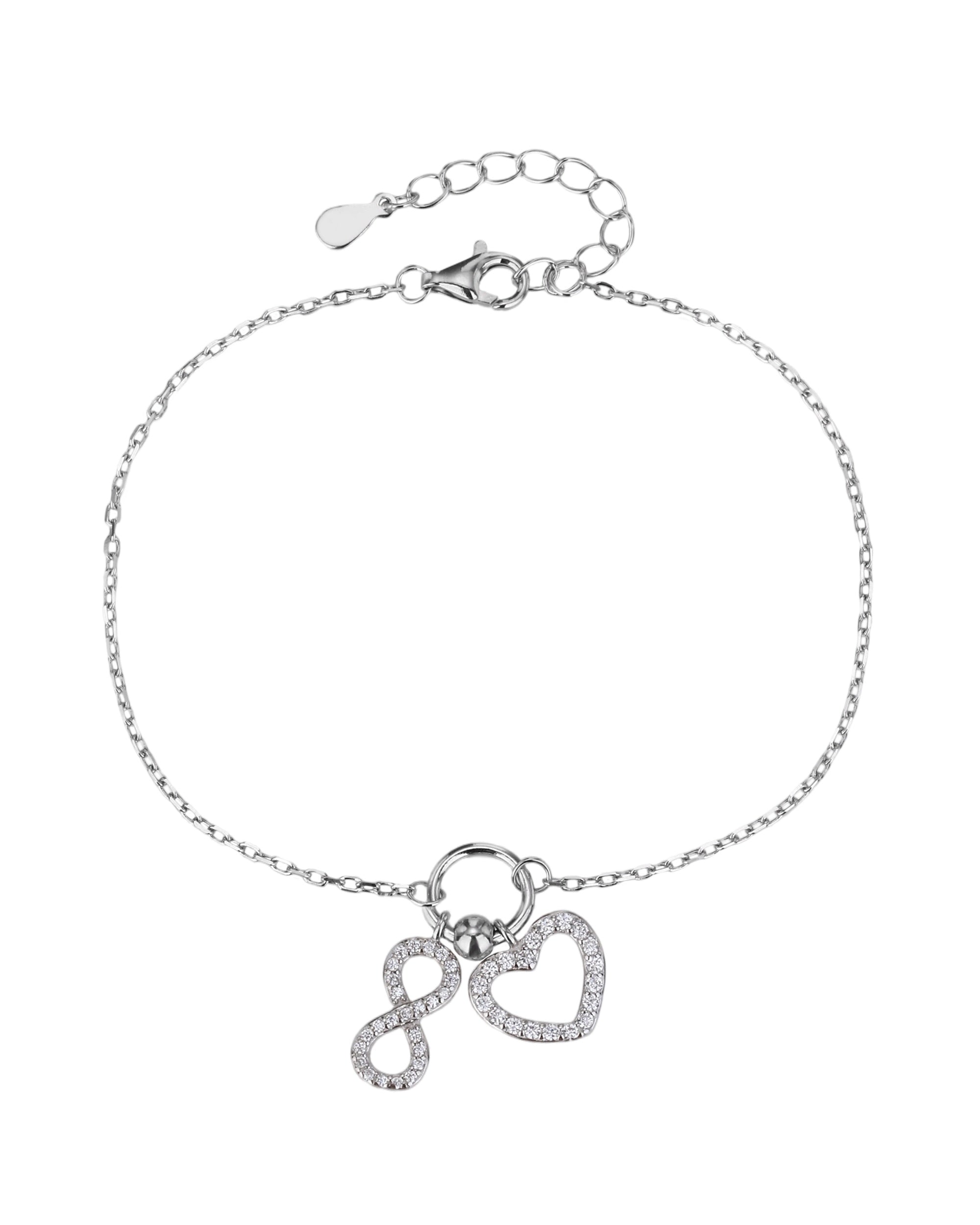 Pulsera de corazon/infinito con circonia blanca de 17+3cm en rodizado
