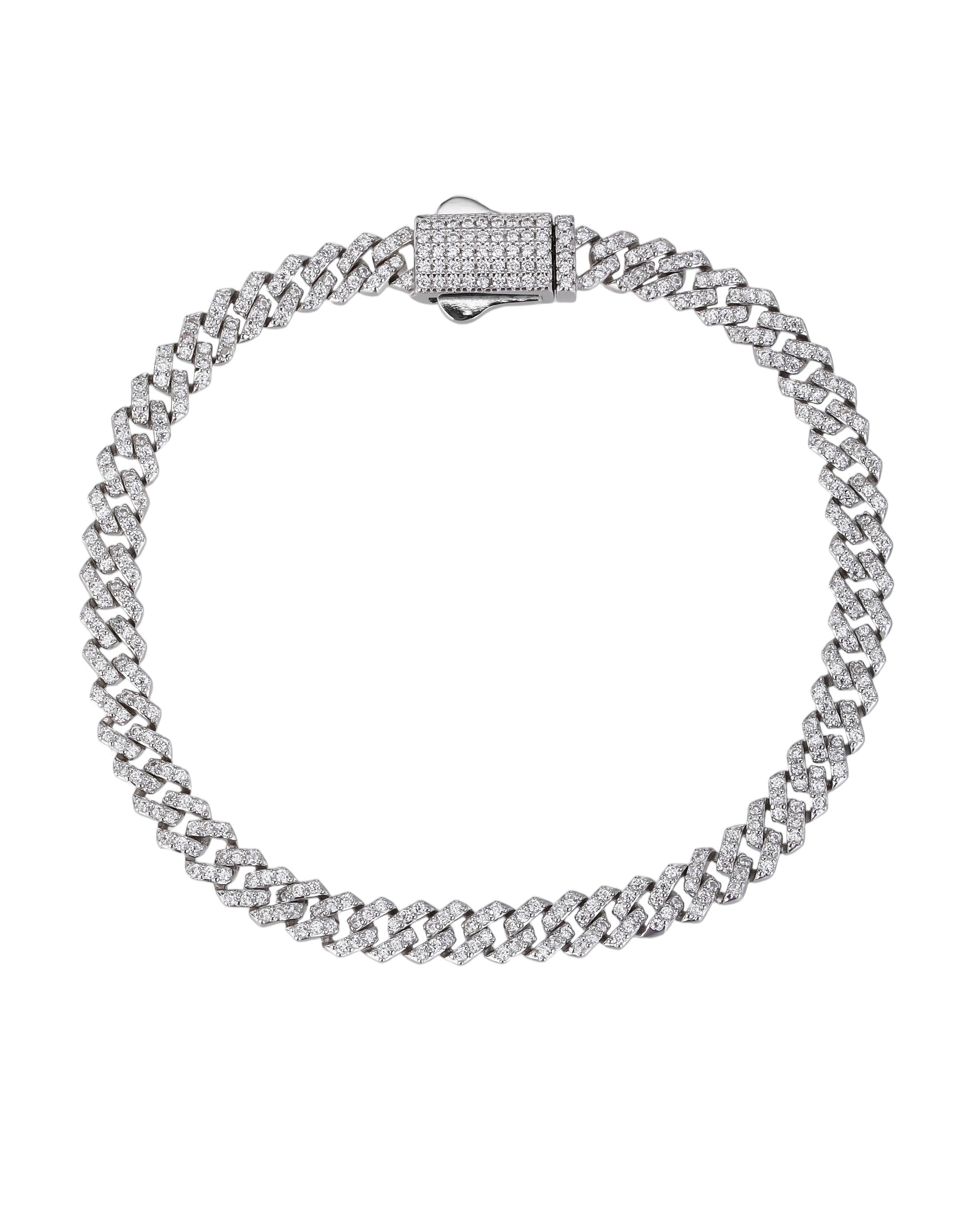 Pulsera cubana con circonia blanca de 18cm en rodizado