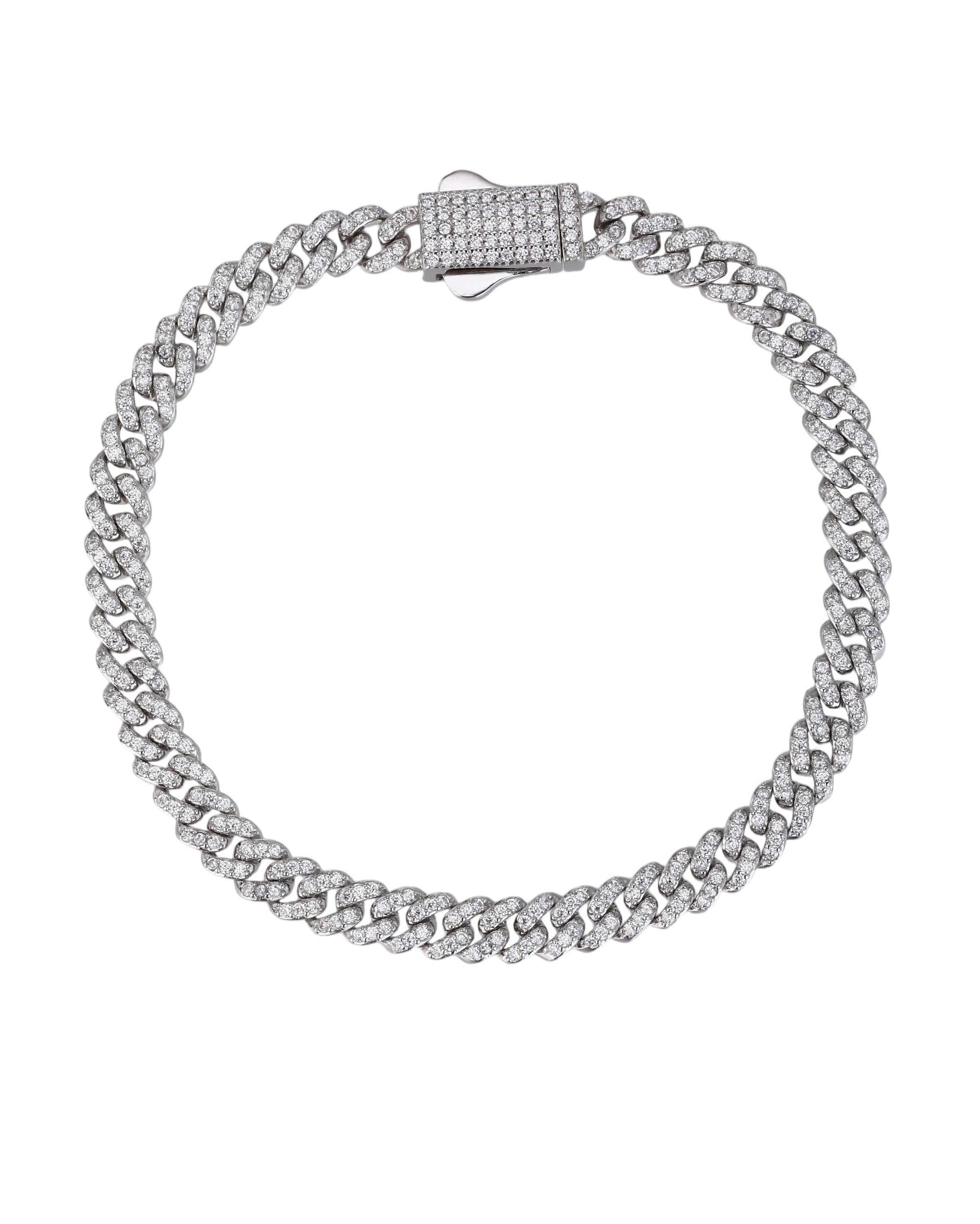 Pulsera cubana con circonia blanca de 18cm en rodizado