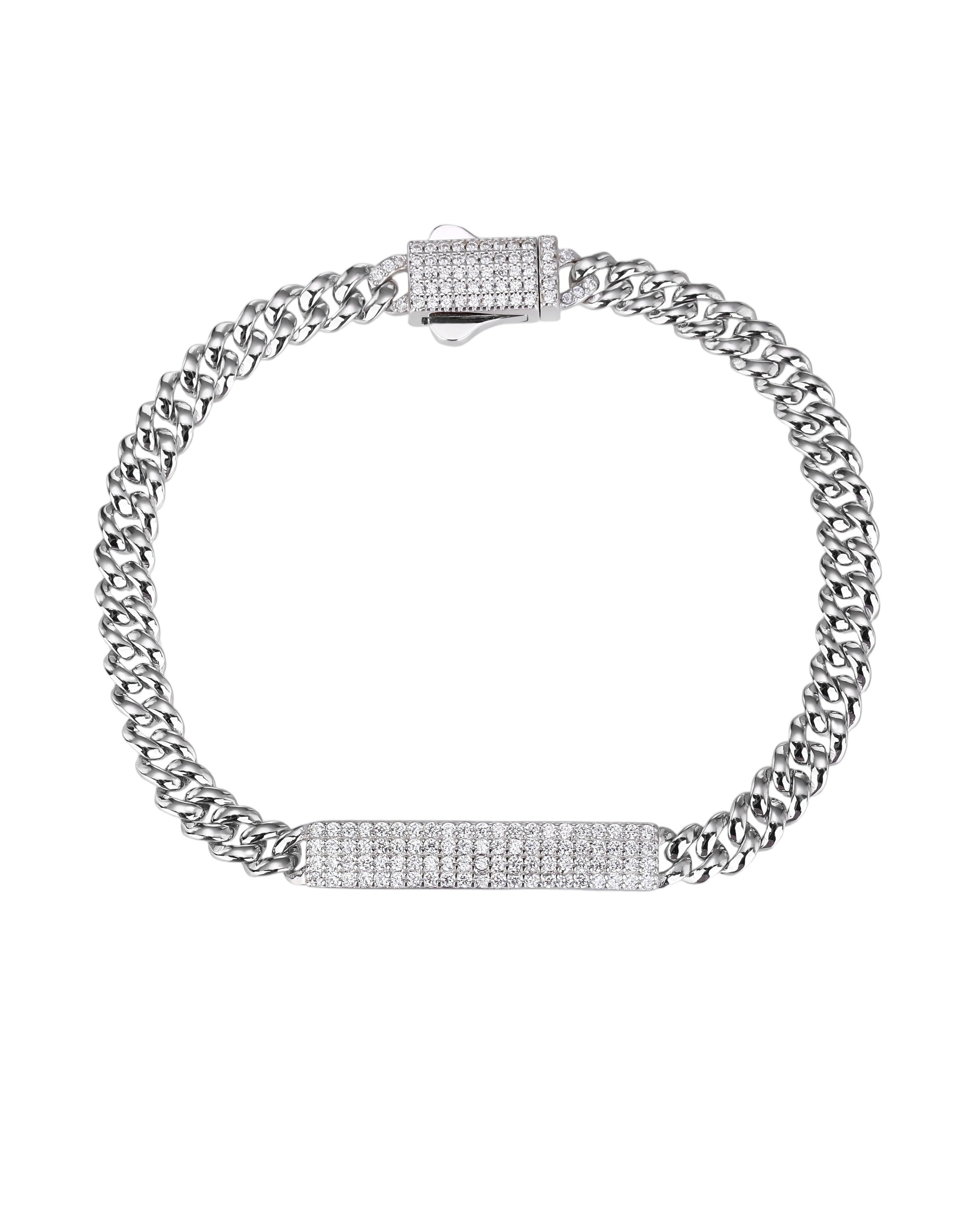 Pulsera cubana con circonia blanca de 18cm en rodizado