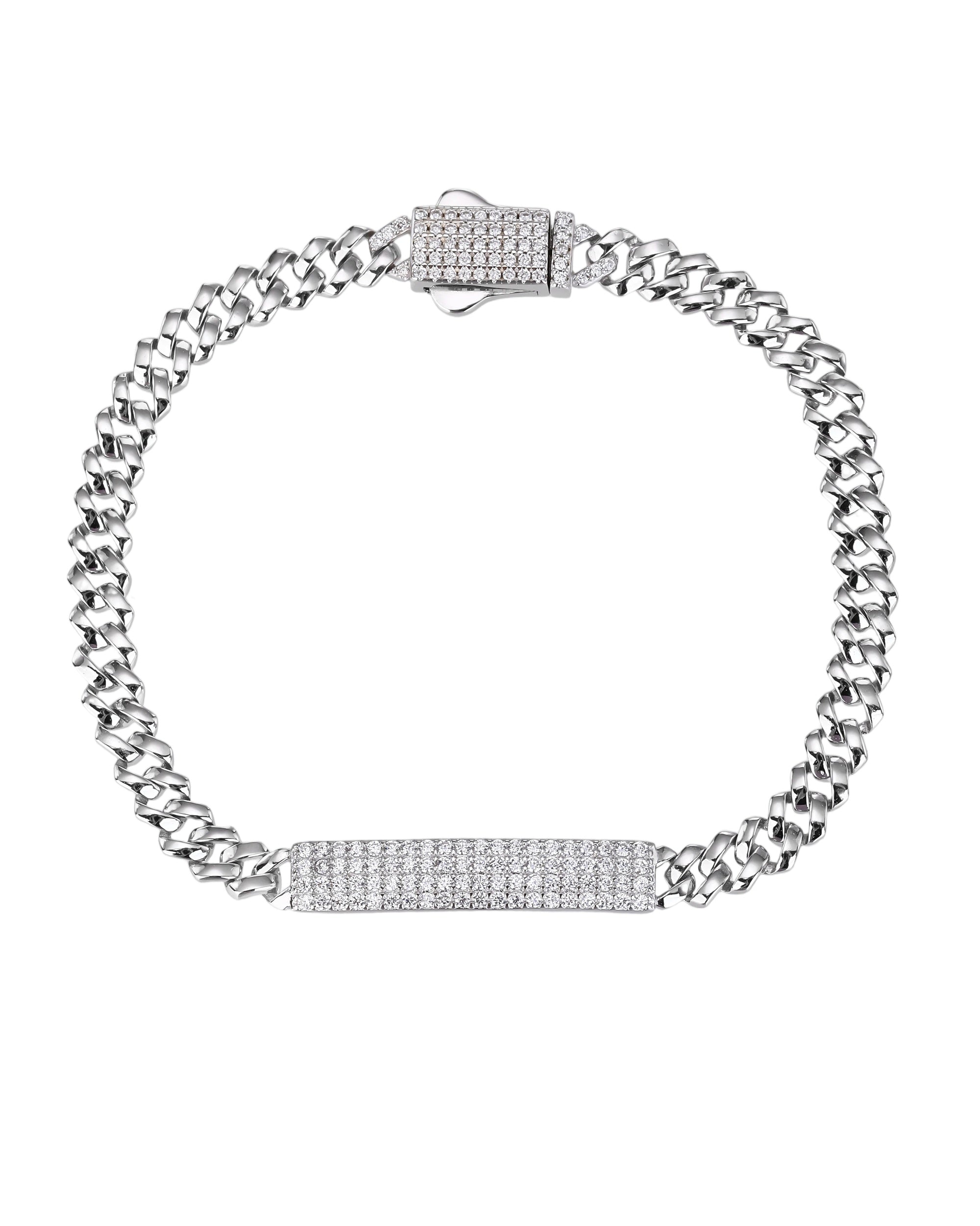 Pulsera cubana con circonia blanca de 18cm en rodizado