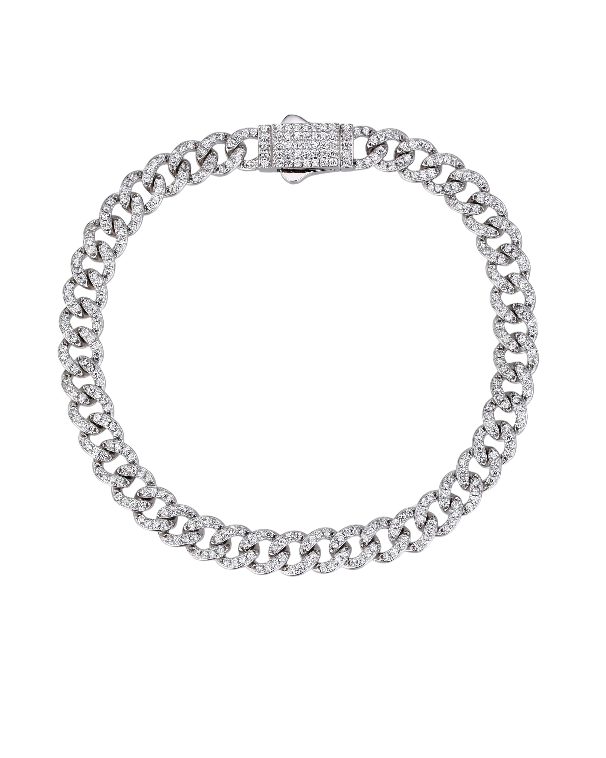 Pulsera cubana con circonia blanca de 21cm en rodizado